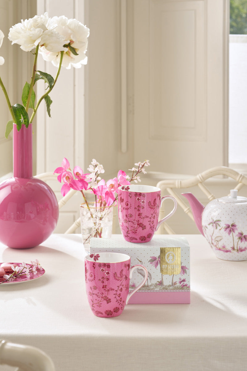PIP STUDIO Jolie Flowers Pink Becher Large 350ml Set2 - Produktbild 3
