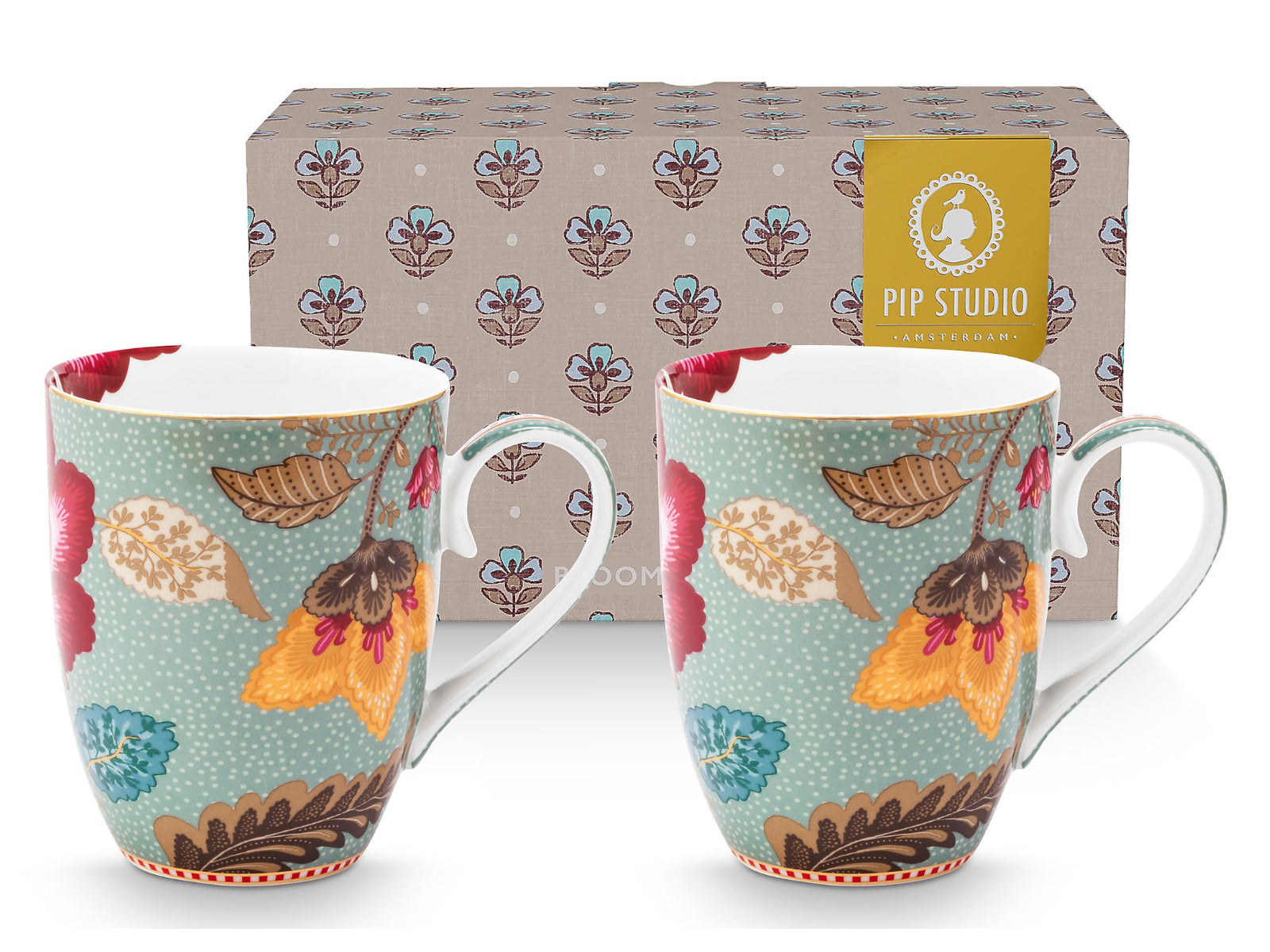 PIP STUDIO Blooming Tales Fantasy Blue Henkelbecher Large  0,36l Set2