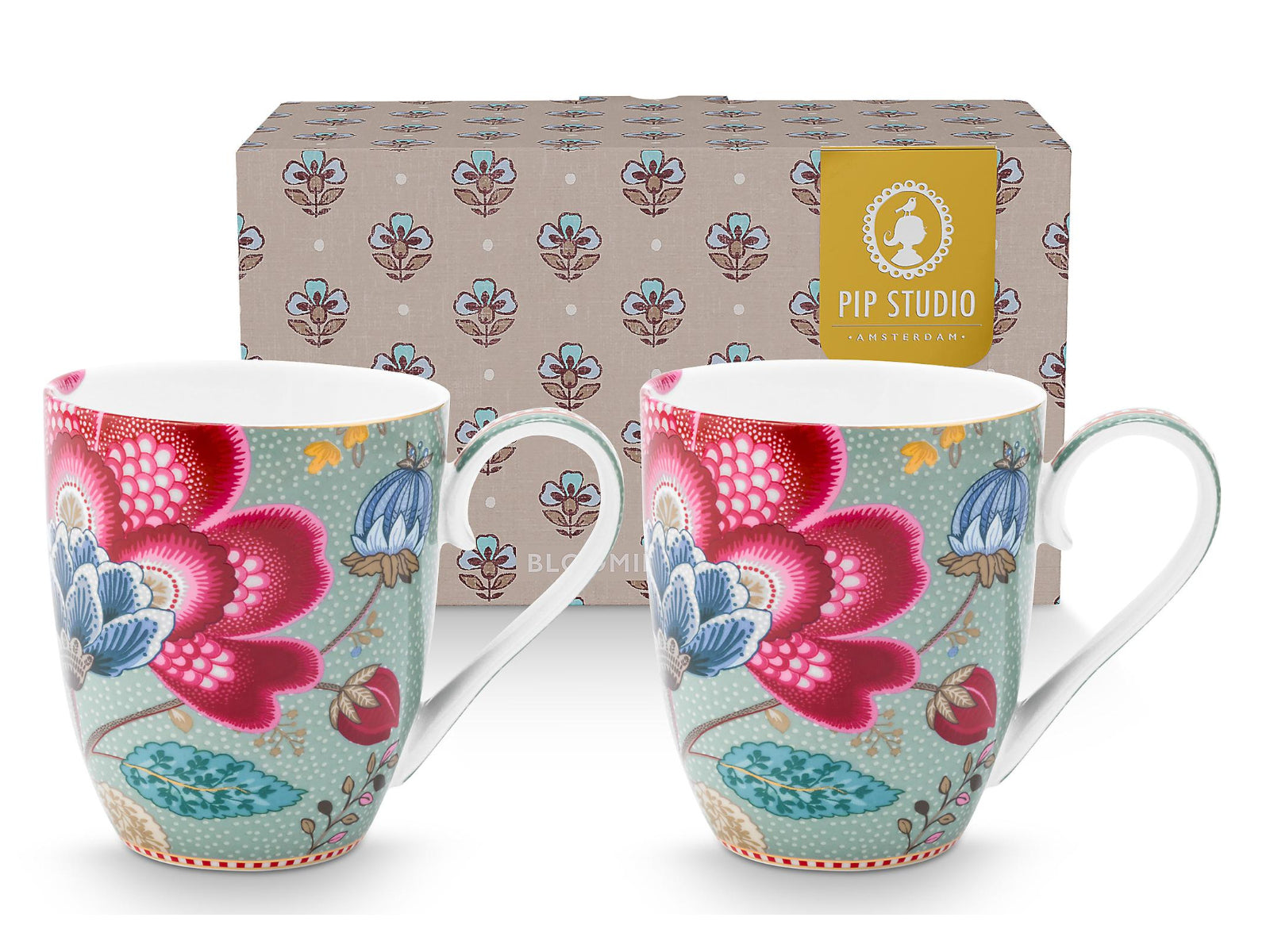 PIP STUDIO Blooming Tales Fantasy Blue Henkelbecher XL 0,65l Set2