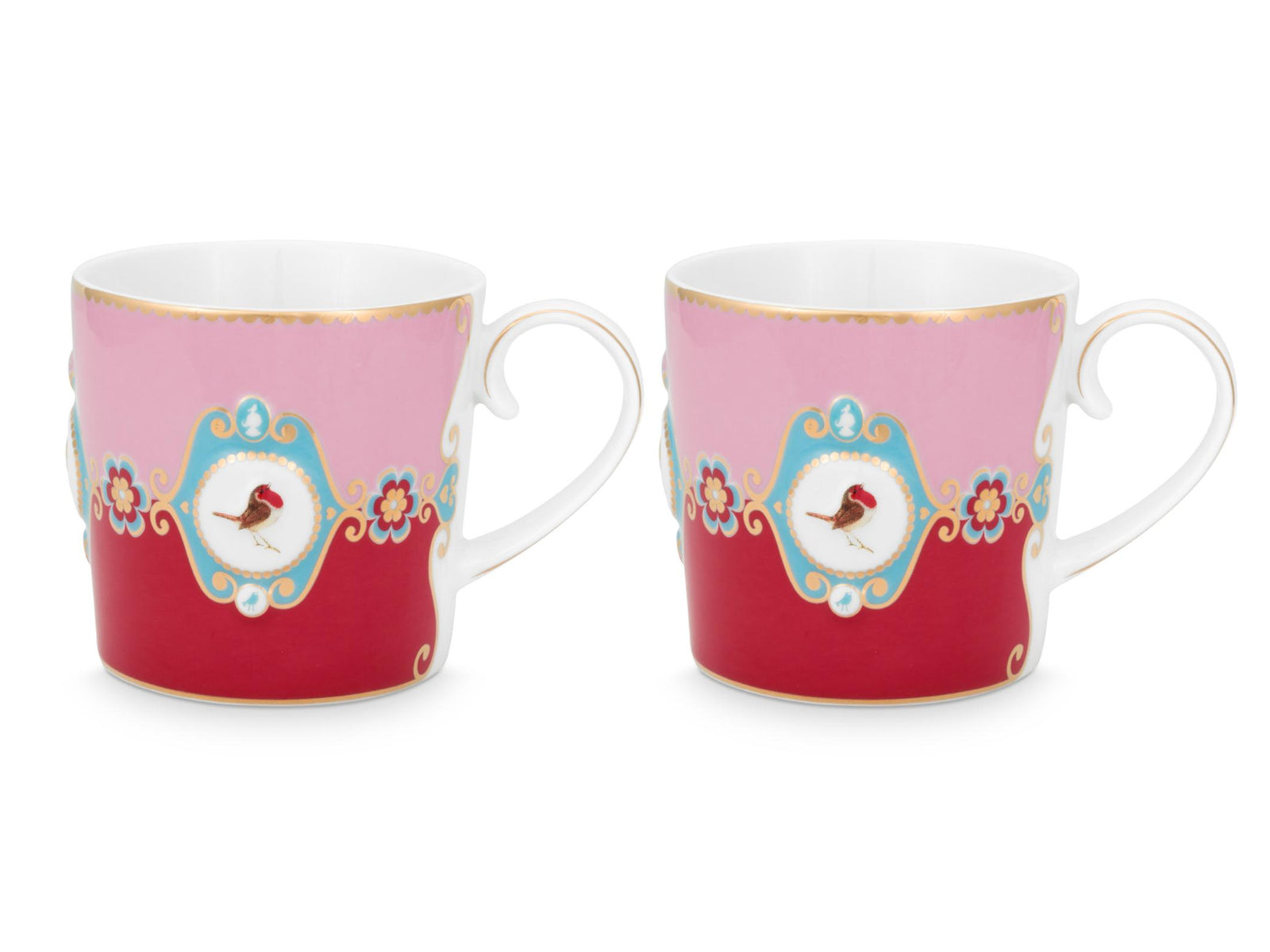 PIP STUDIO Love Birds Medallion Red-Pink Henkelbecher Small 0,15l Set2 - Produktbild 2