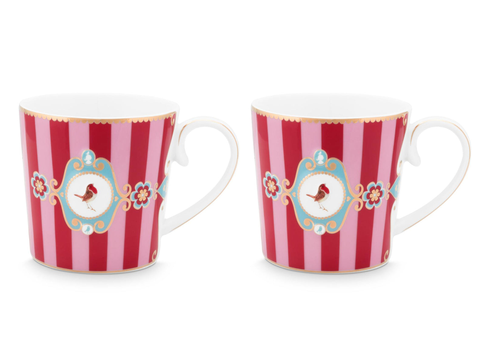 PIP STUDIO Love Birds Medallion Stripes Red-Pink Henkelbecher Small 0,15l Set2 - Produktbild 2