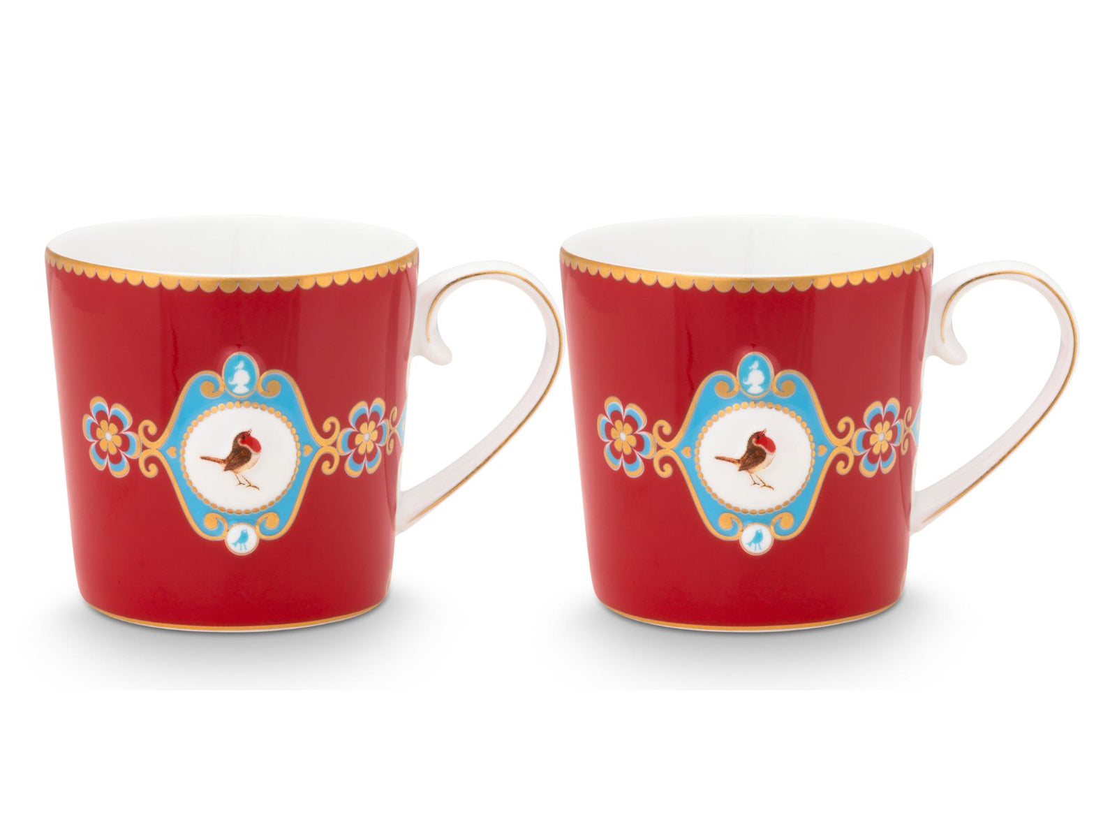 PIP STUDIO Love Birds Medallion Red Henkelbecher Small 0,15l Set2 - Produktbild 2