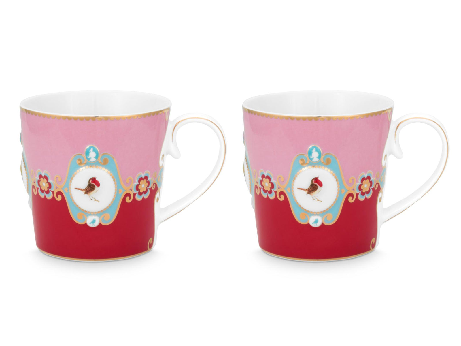 PIP STUDIO Love Birds Medallion Red-Pink Henkelbecher Large 0,25l Set2 - Produktbild 2