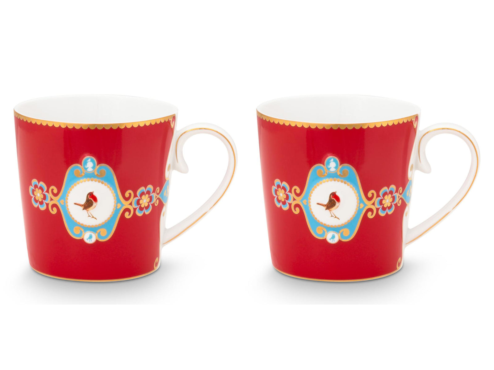 PIP STUDIO Love Birds Medallion Red Henkelbecher Large 0,25l Set2 - Produktbild 2