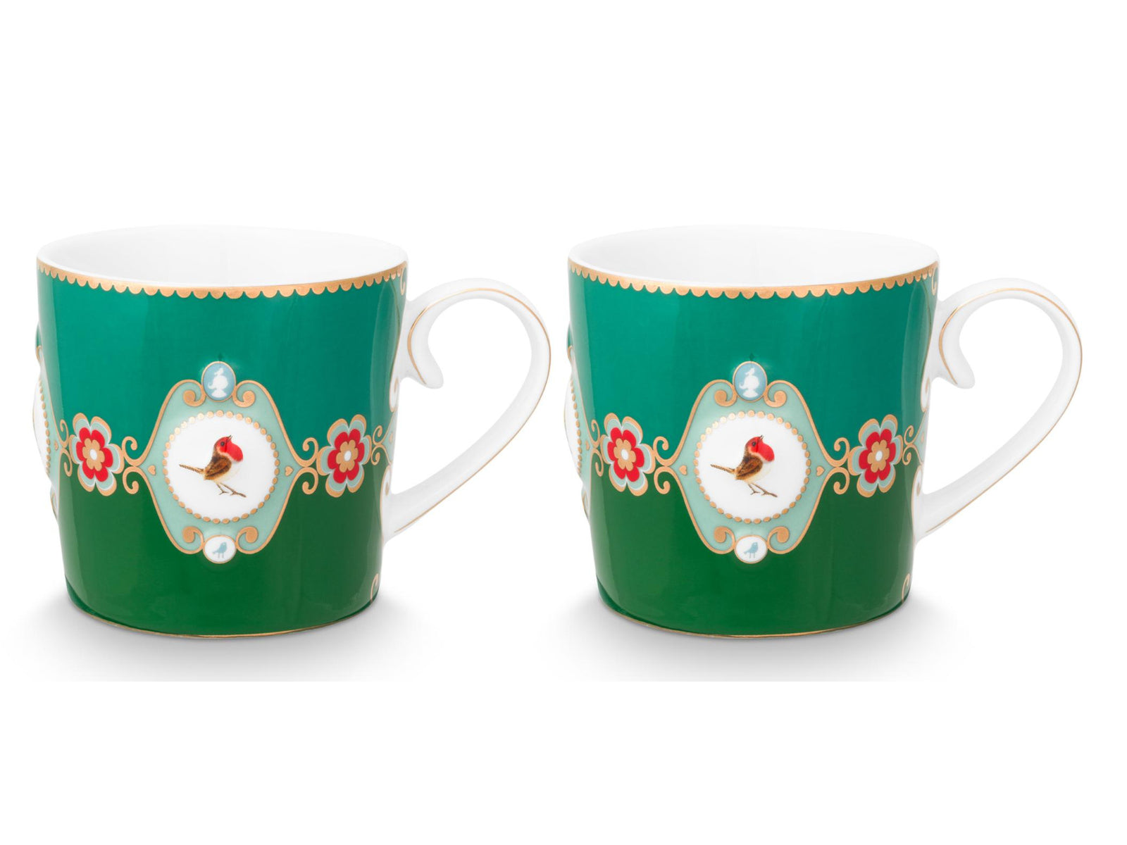 PIP STUDIO Love Birds Medallion Emerald-Green Henkelbecher Small 0,15l Set2 - Produktbild 2