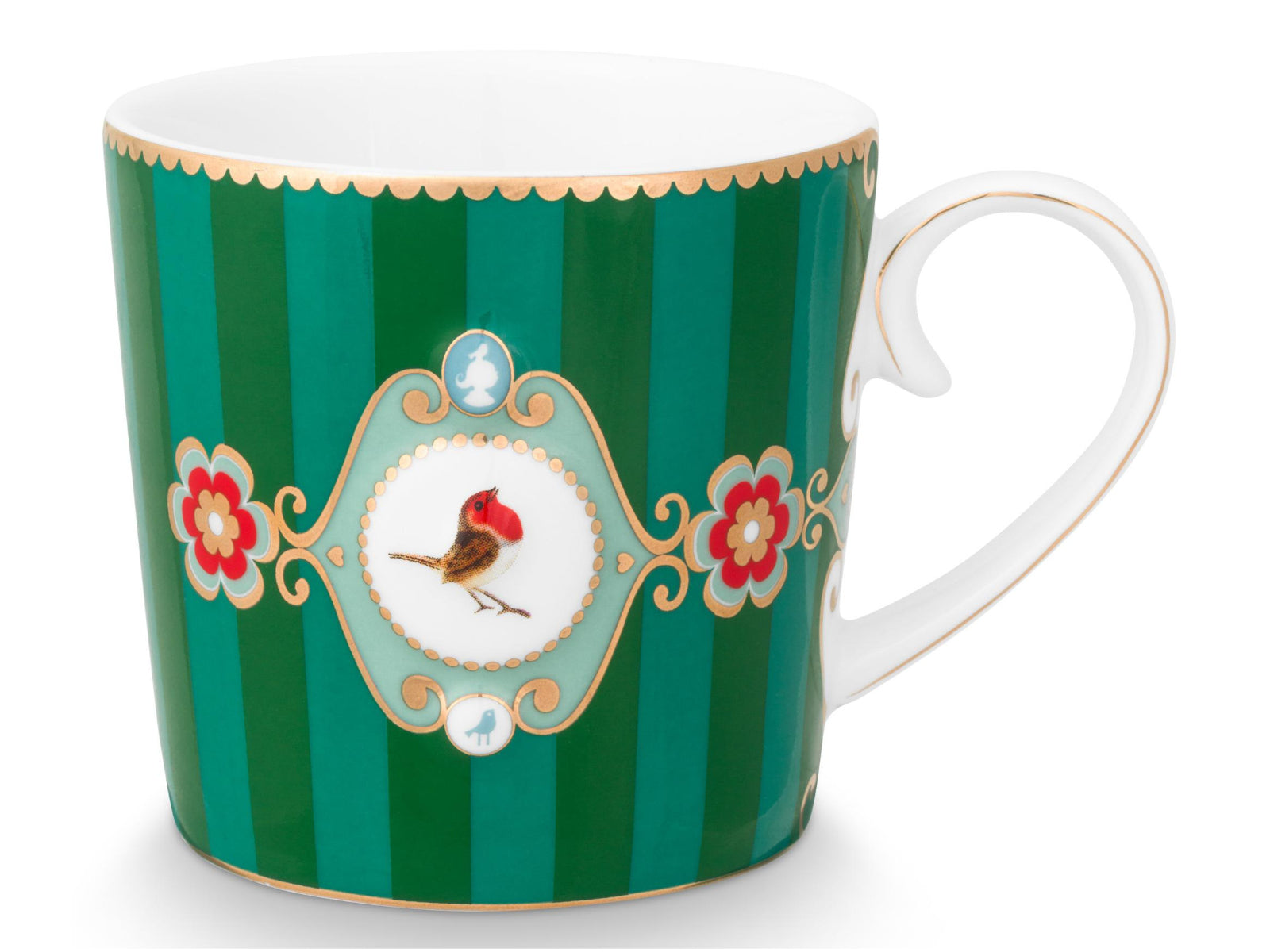 PIP STUDIO Love Birds Medallion Stripes Emerald-Green Henkelbecher Small 0,15l Set2 - Produktbild 3