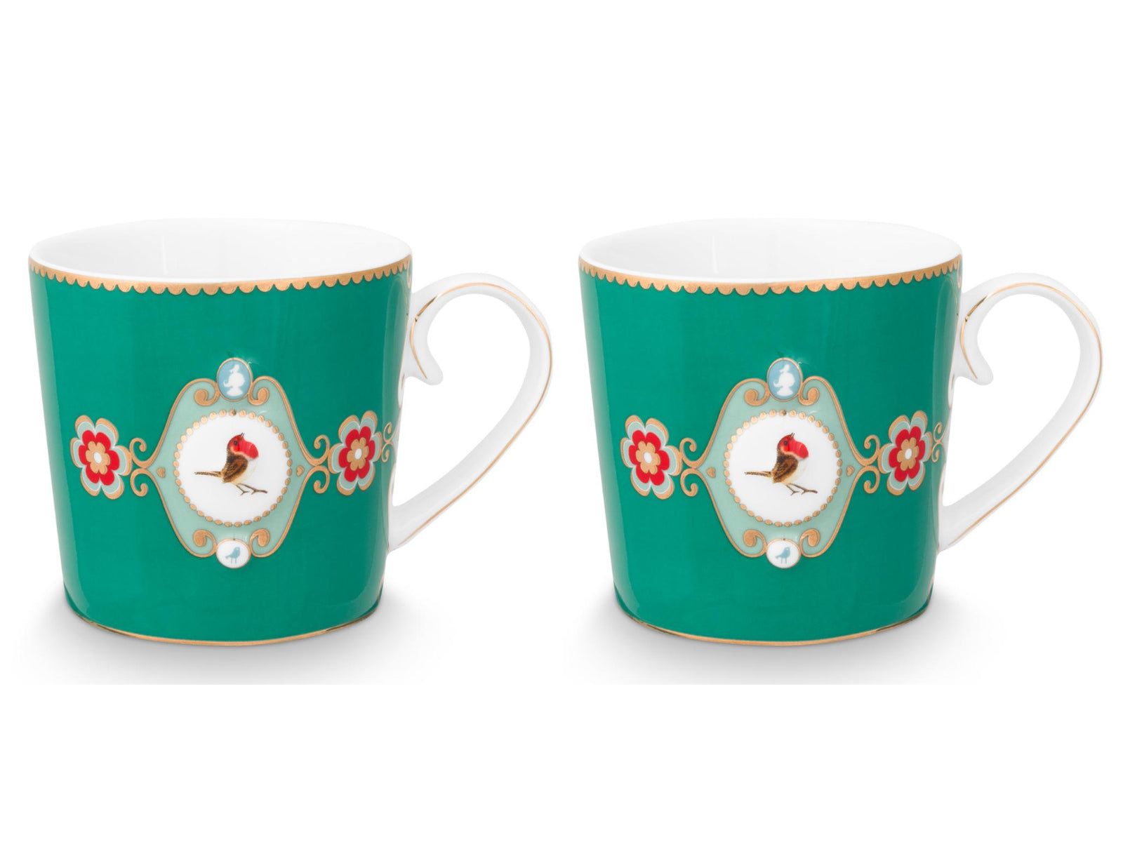 PIP STUDIO Love Birds Medallion Emerald Henkelbecher Small 0,15l Set2 - Produktbild 2