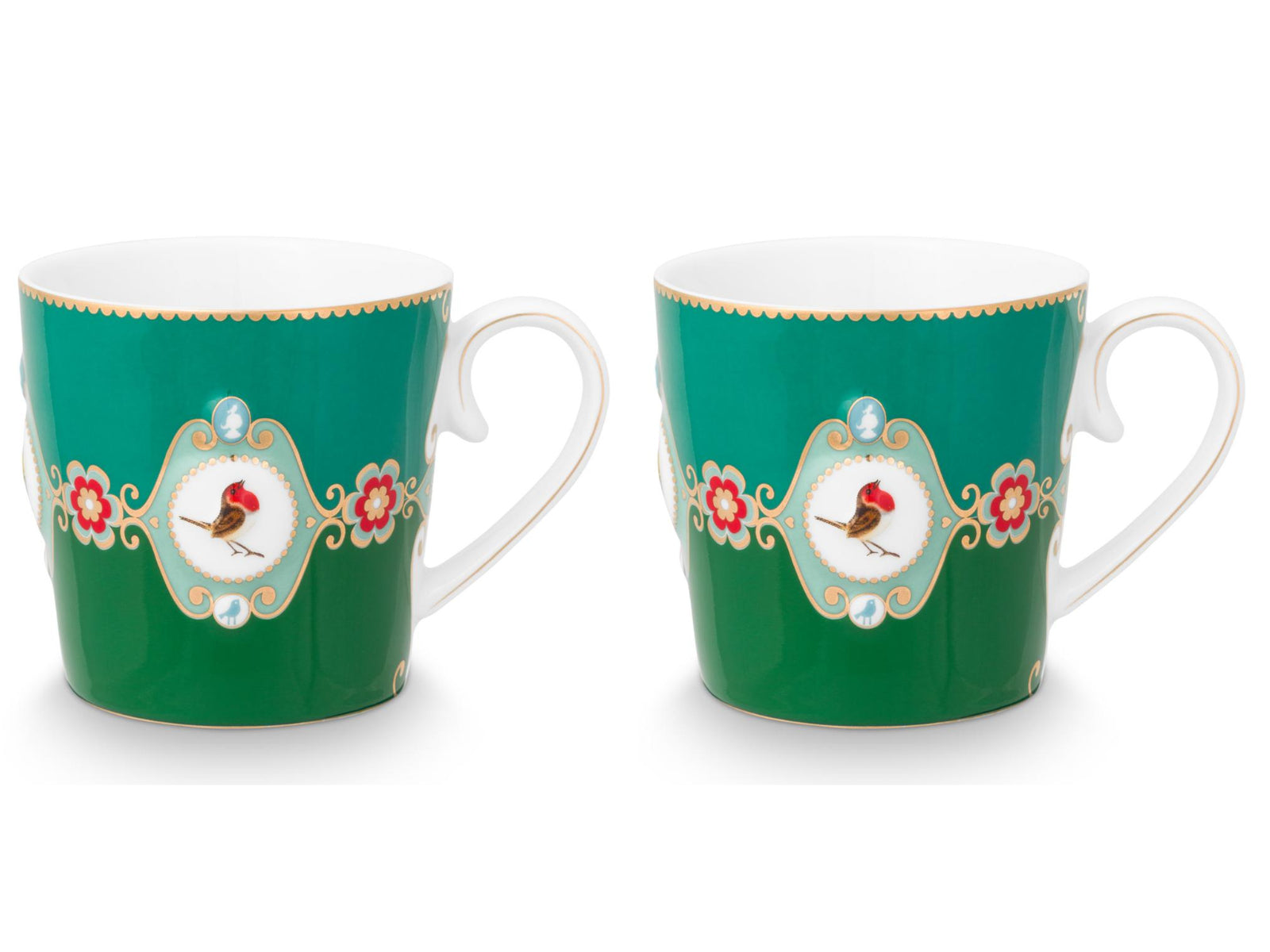 PIP STUDIO Love Birds Medallion Emerald-Green Henkelbecher Large 0,25l Set2 - Produktbild 3