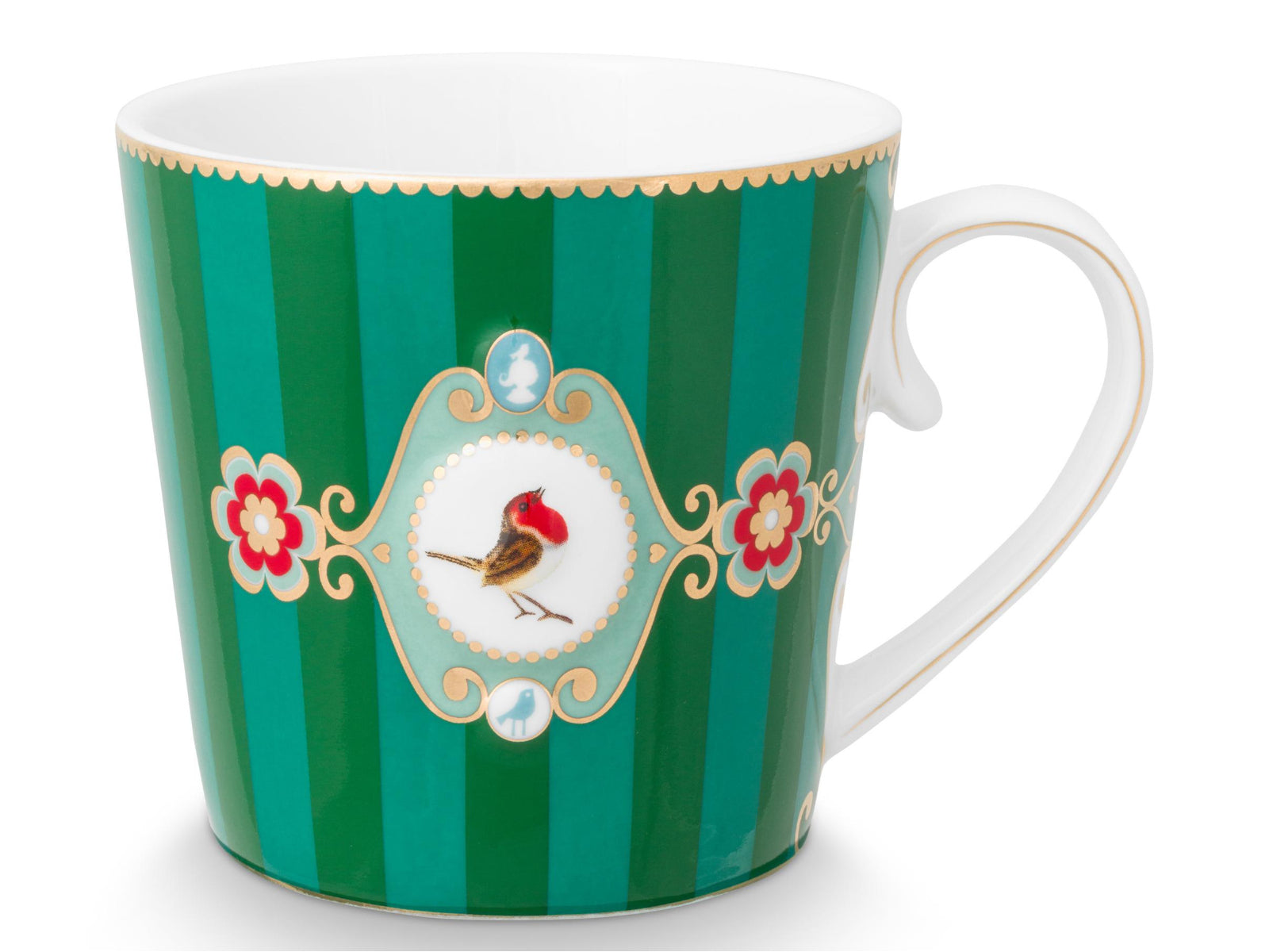 PIP STUDIO Love Birds Medallion Stripes Emerald-Green Henkelbecher Large 0,25l Set2 - Produktbild 3