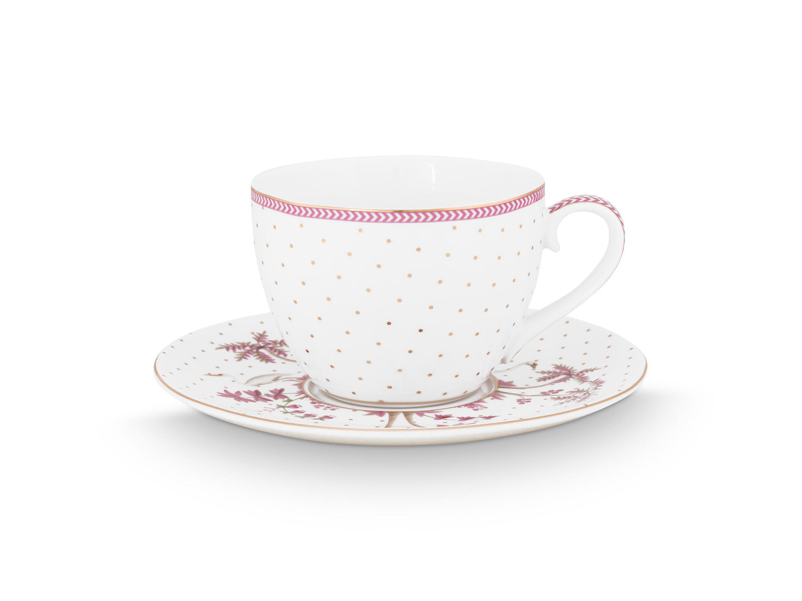 PIP STUDIO Jolie Dots Gold Pink Tasse mit Untertasse 280ml