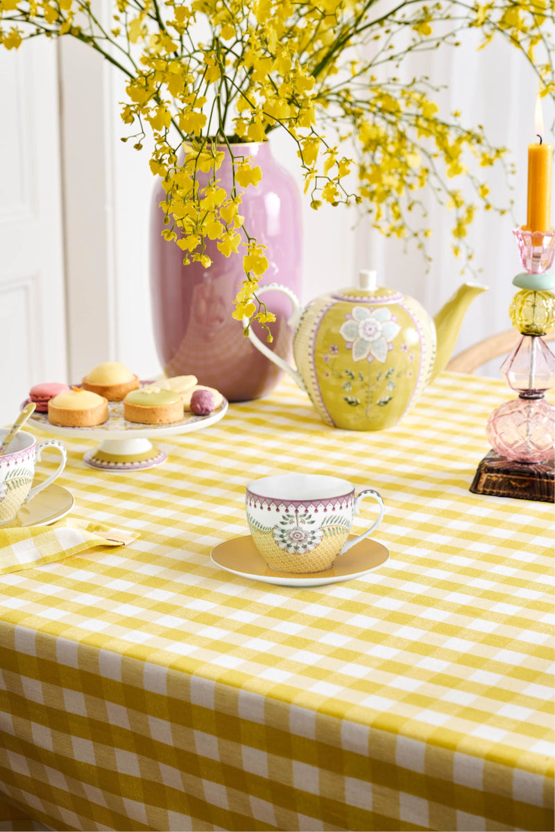 PIP STUDIO Lily&Lotus Tiles Yellow Tasse mit Untertasse 0,3l - Produktbild 5