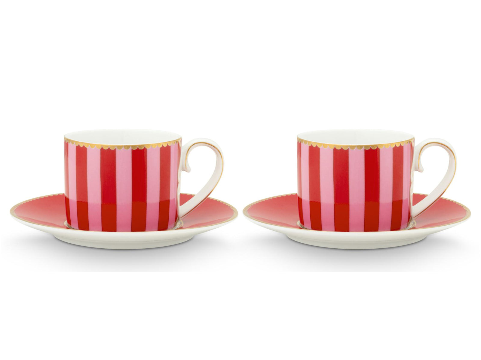 PIP STUDIO Love Birds Stripes Red-Pink Espressotasse mit Untertasse 0,125l Set2 - Produktbild 2