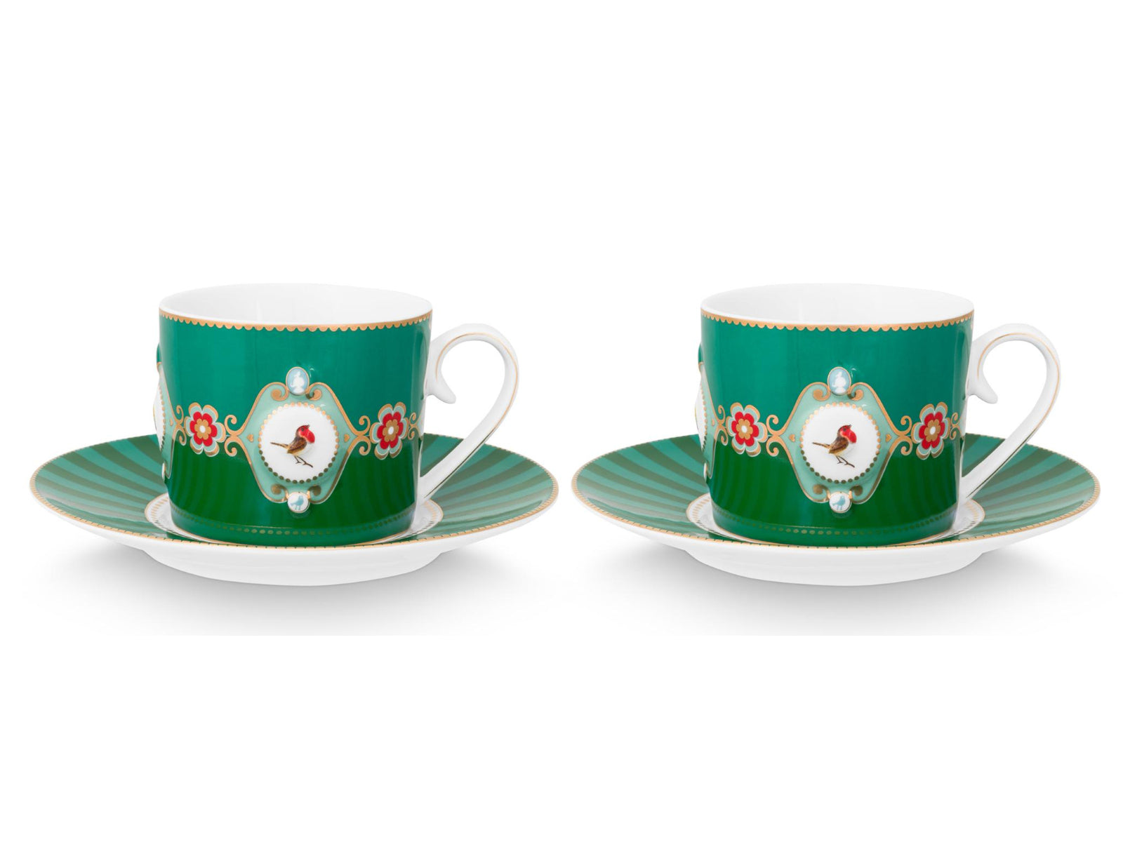 PIP STUDIO Love Birds Medallion Emerald-Green Tasse mit Untertasse 0,2l Set2 - Produktbild 2