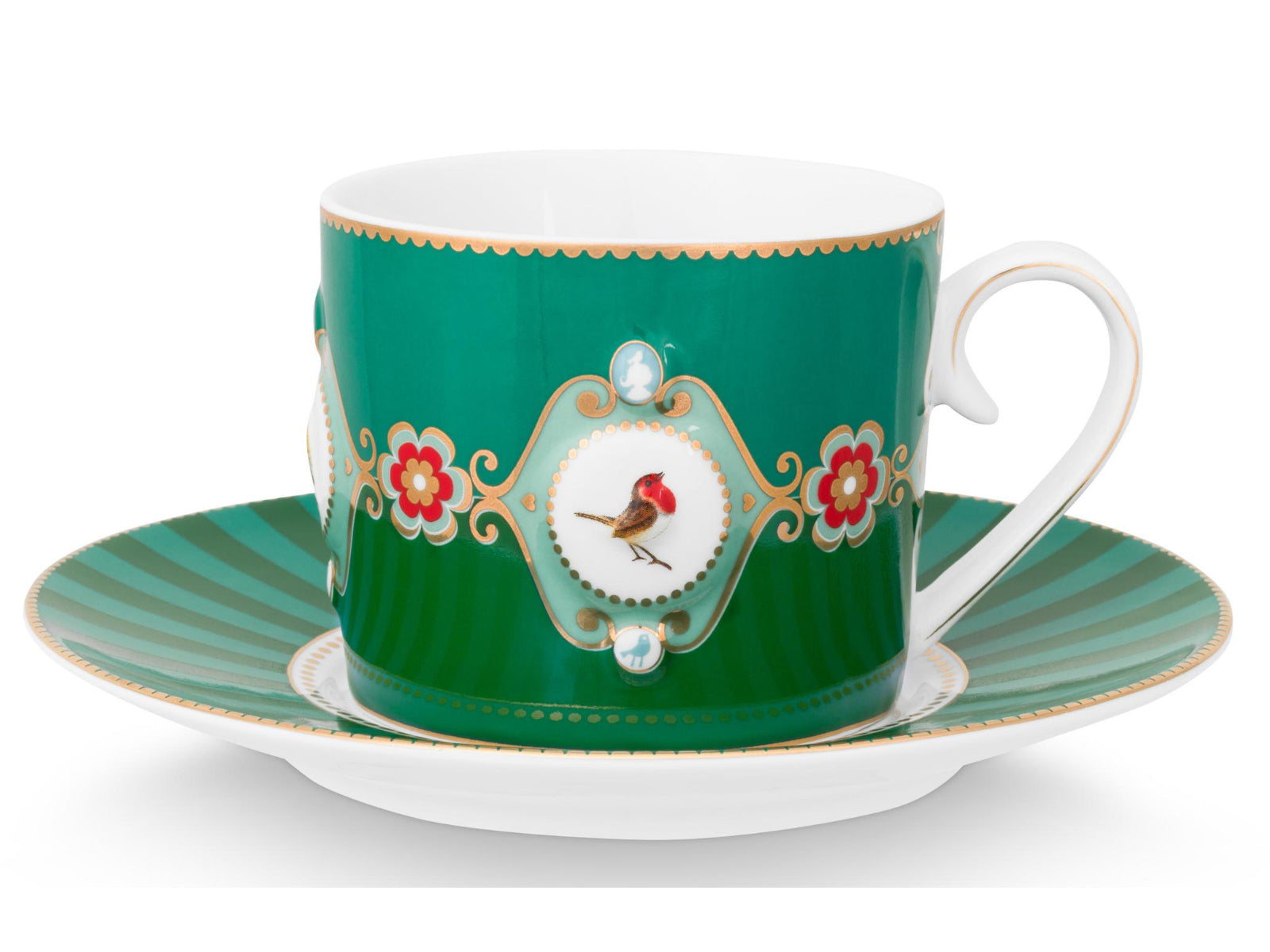 PIP STUDIO Love Birds Medallion Emerald-Green Tasse mit Untertasse 0,2l Set2 - Produktbild 3
