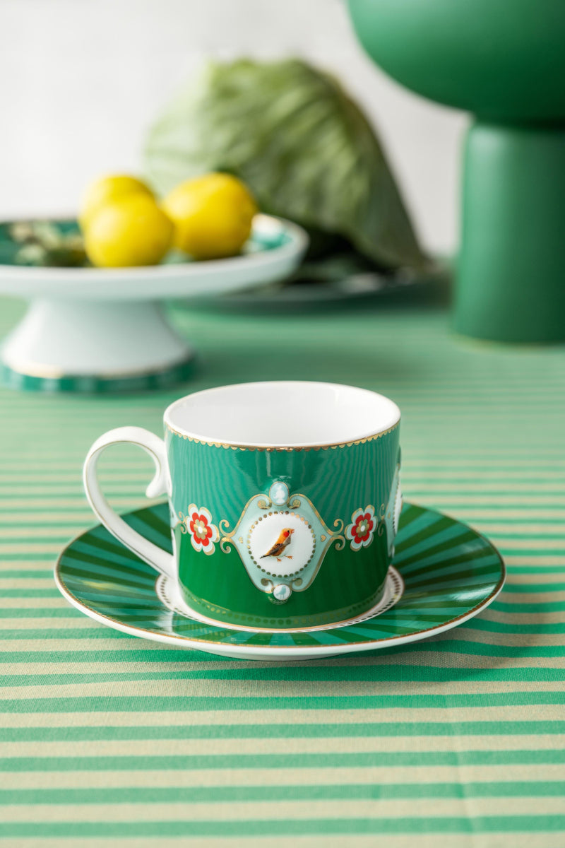 PIP STUDIO Love Birds Medallion Emerald-Green Tasse mit Untertasse 0,2l Set2 - Produktbild 7
