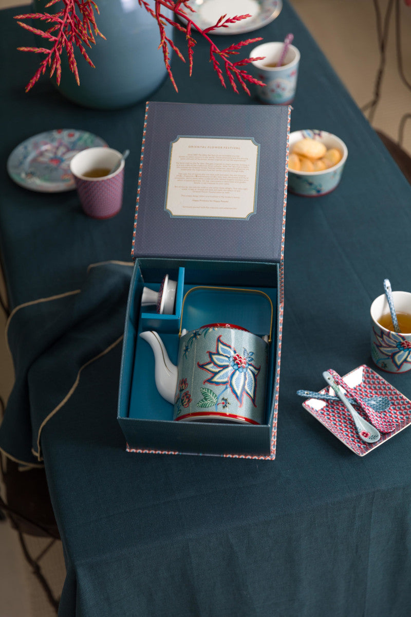 PIP STUDIO Flower Festival Oriental Geschenkset Teekanne blau 1l - Produktbild 6