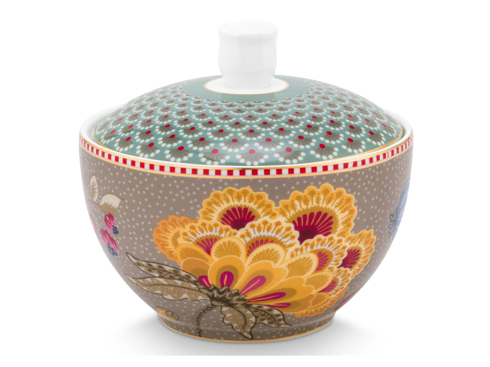 PIP STUDIO Blooming Tales Fantasy Khaki-Blue Zuckerdose 0,3l