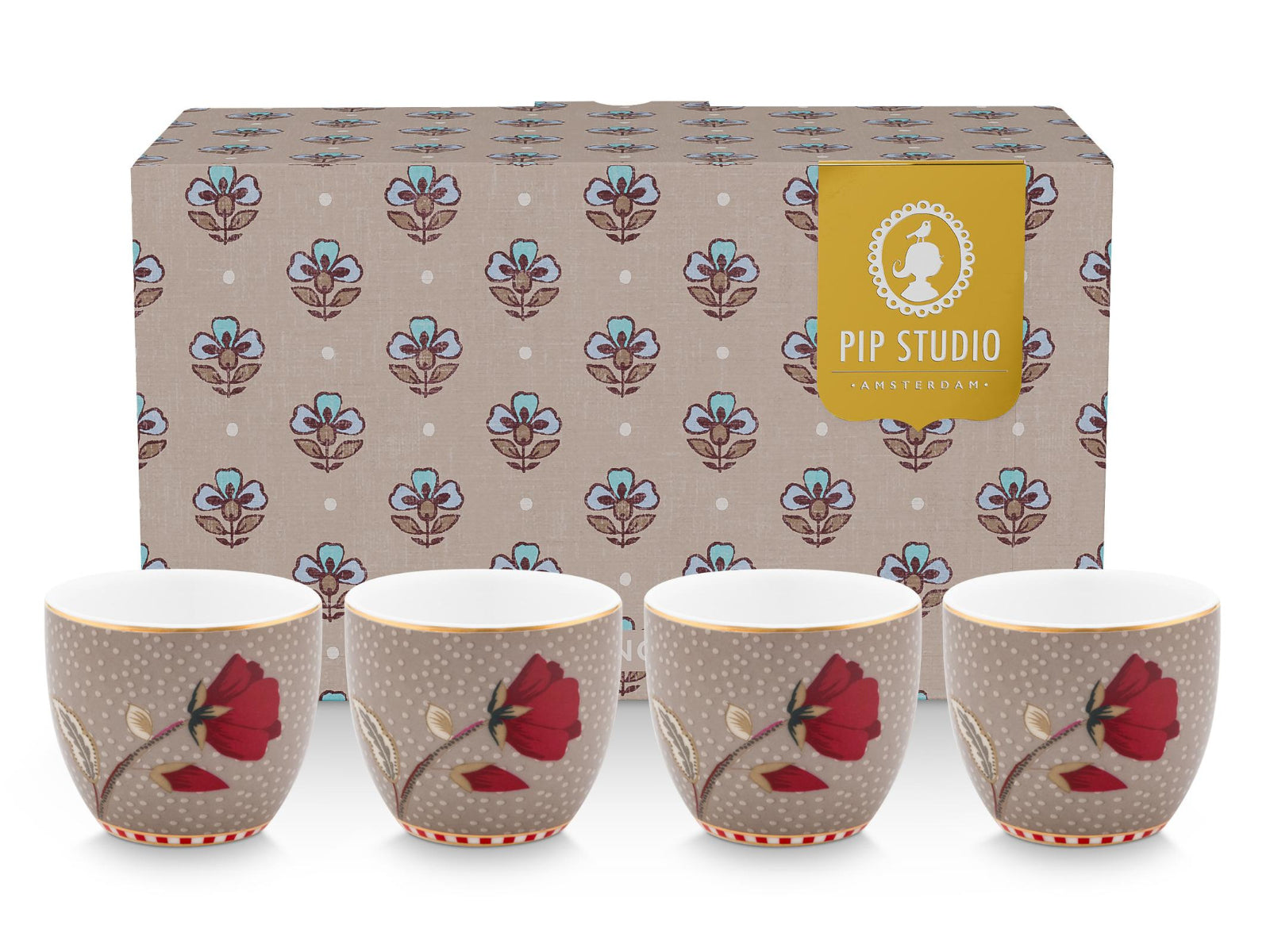 PIP STUDIO Blooming Tales Fantasy Khaki Eierbecher 5cm Set4