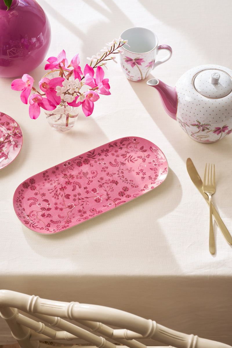 PIP STUDIO Jolie Flowers Pink Kuchenplatte 33,3x15,5cm - Produktbild 3