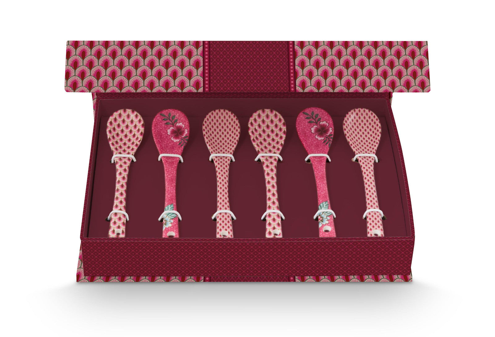 PIP STUDIO Flower Festival Oriental Geschenkset Teelöffel dark pink 13cm