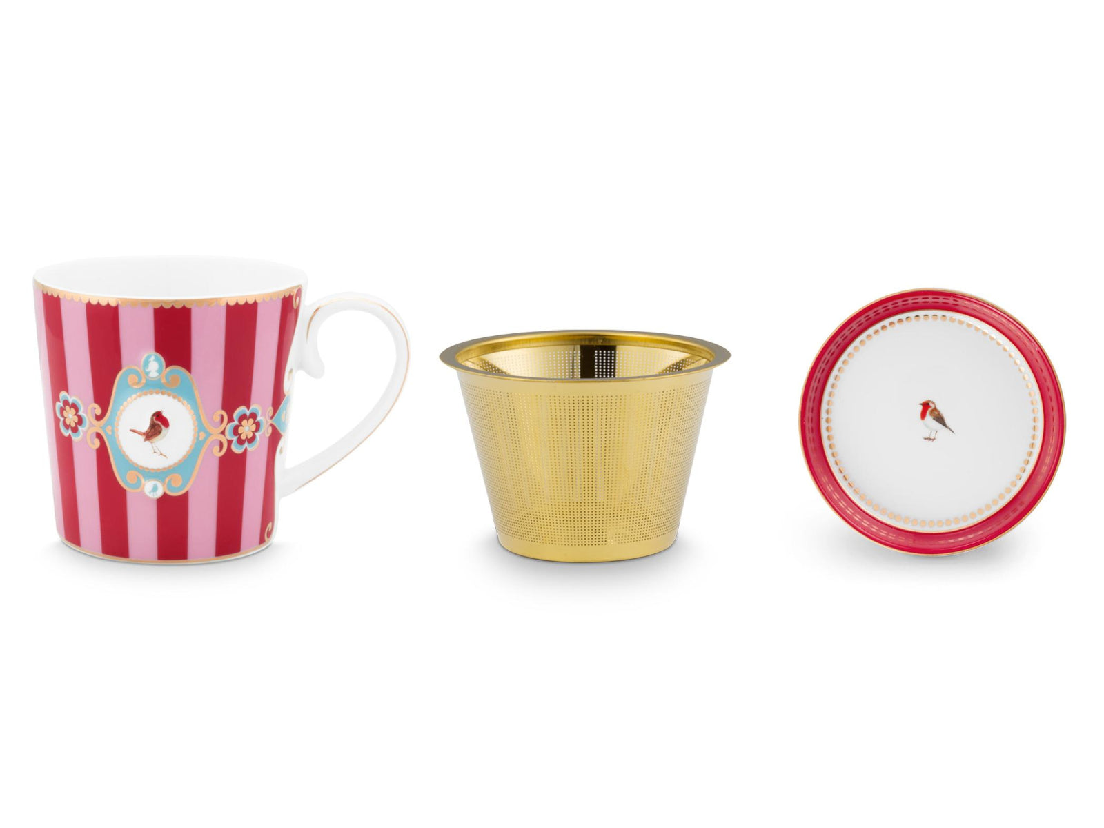 PIP STUDIO Love Birds Medallion Stripes Red-Pink Teeset für eine Person - Produktbild 2