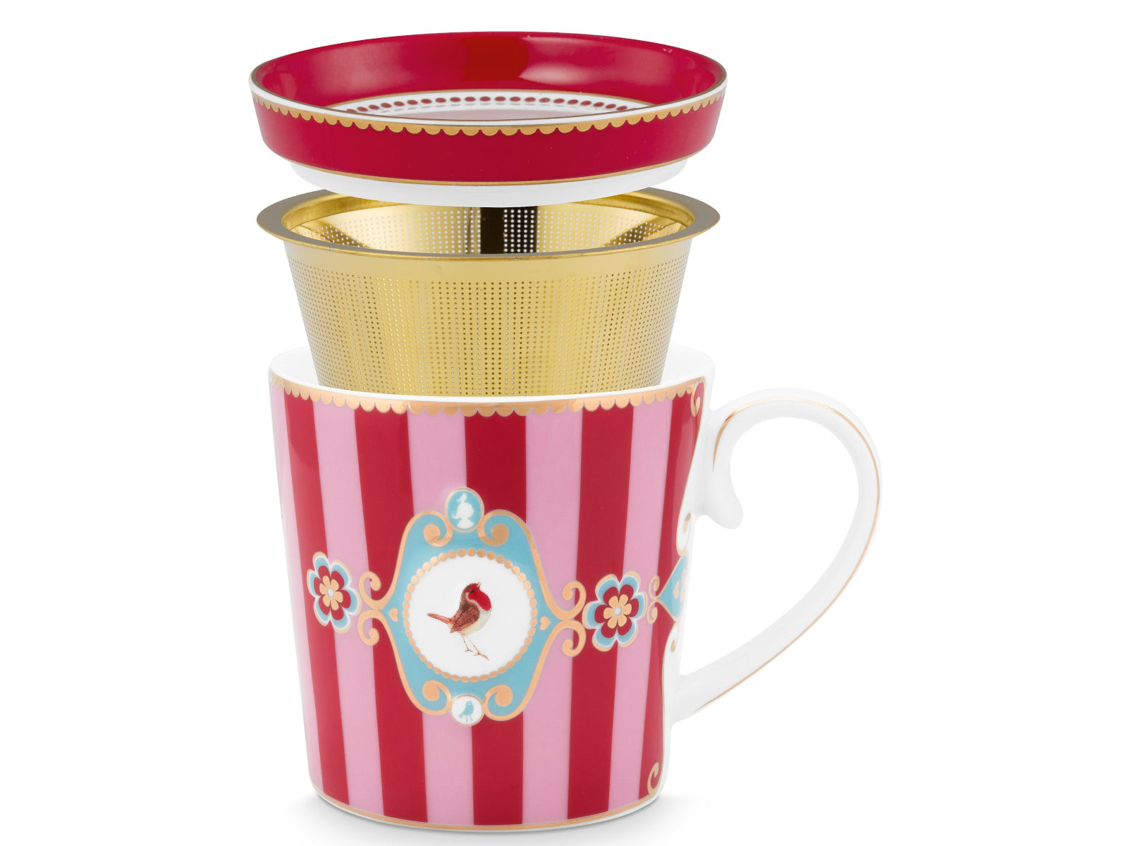 PIP STUDIO Love Birds Medallion Stripes Red-Pink Teeset für eine Person - Produktbild 3