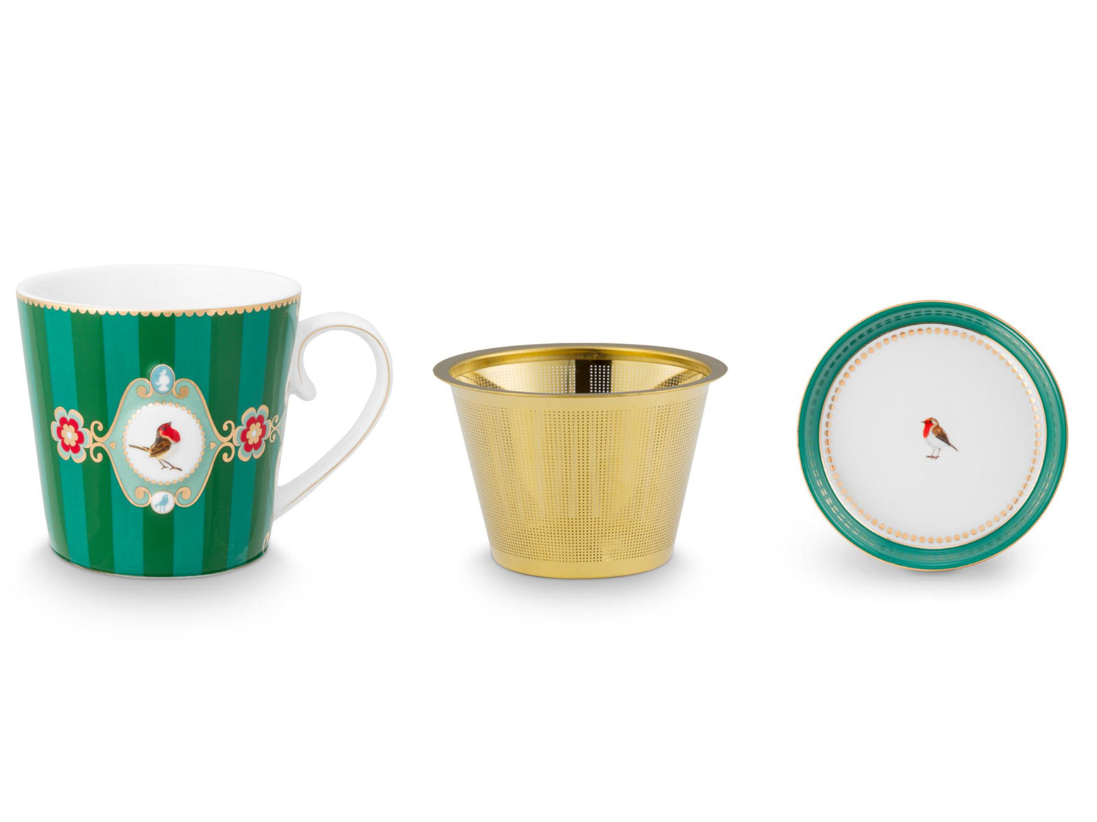 PIP STUDIO Love Birds Medallion Stripes Emerald-Green Teeset für eine Person 0,3l - Produktbild 2
