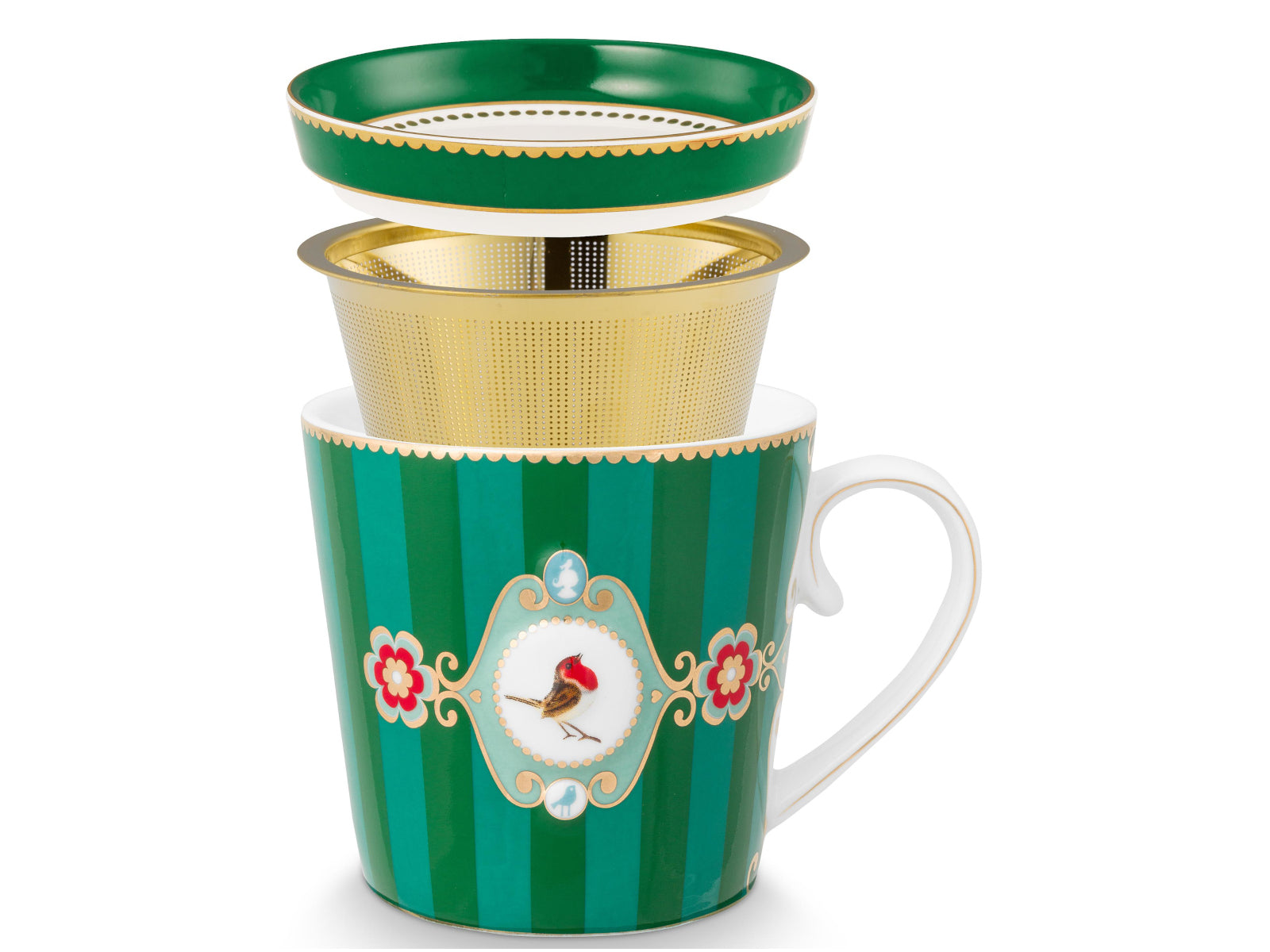 PIP STUDIO Love Birds Medallion Stripes Emerald-Green Teeset für eine Person 0,3l - Produktbild 3