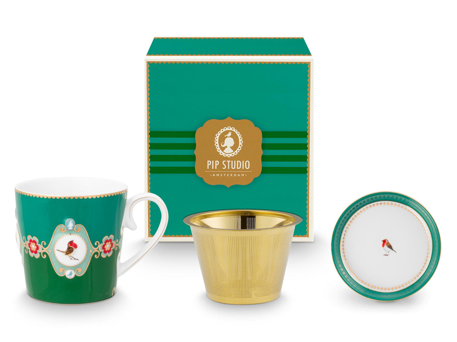 PIP STUDIO Love Birds Medallion Emerald-Green Tesset für eine Person 0,3l