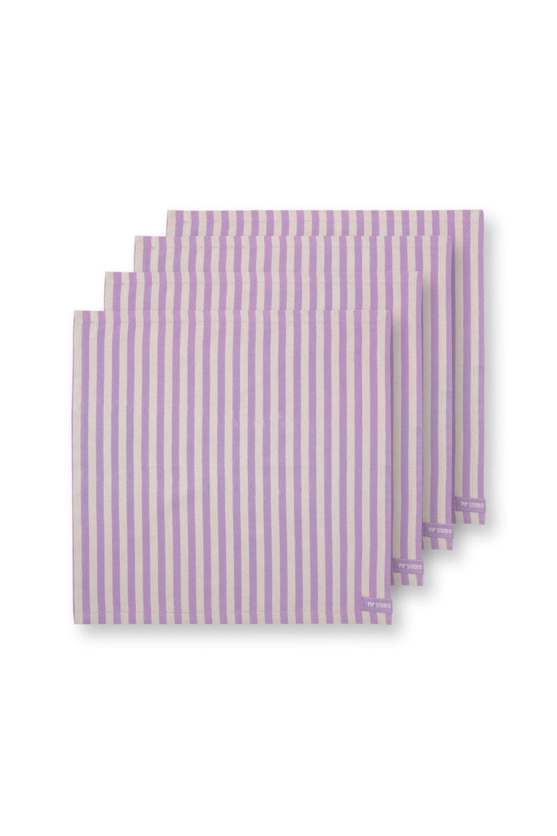PIP STUDIO Lily&Lotus Stripes Servietten lila 40x40cm 4 Stück