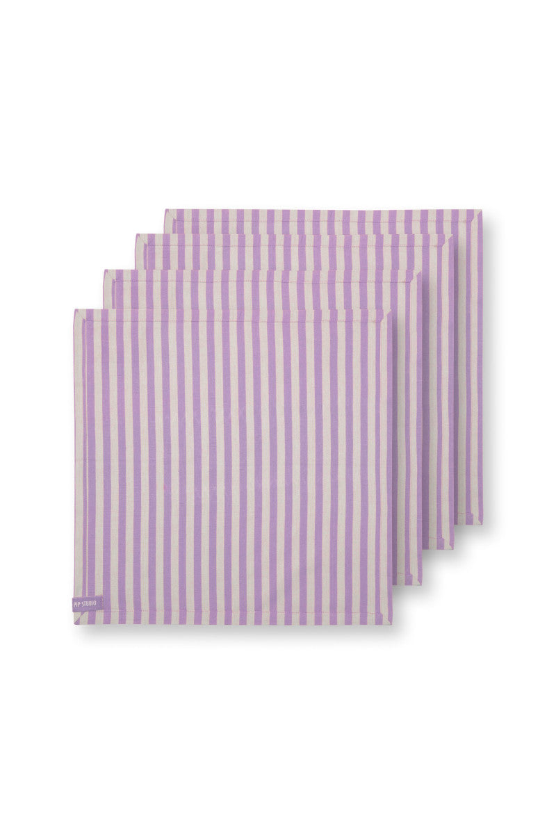 PIP STUDIO Lily&Lotus Stripes Servietten lila 40x40cm 4 Stück - Produktbild 4
