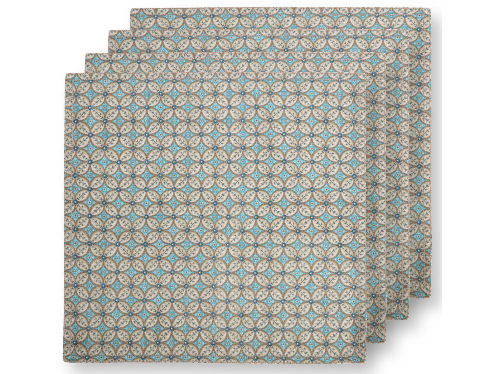 PIP STUDIO Blooming Tales Bustani Khaki-Blue Stoffservietten 40x40cm Set4