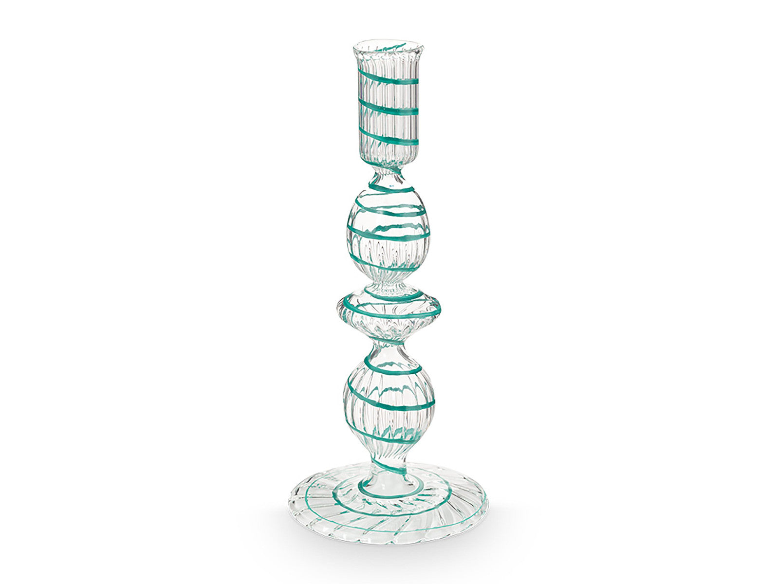 PIP STUDIO Swirl Light Blue Glas Kerzenständer 20cm