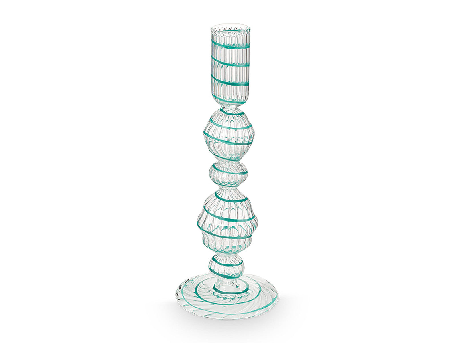 PIP STUDIO Swirl Light Blue Glas Kerzenständer 22cm