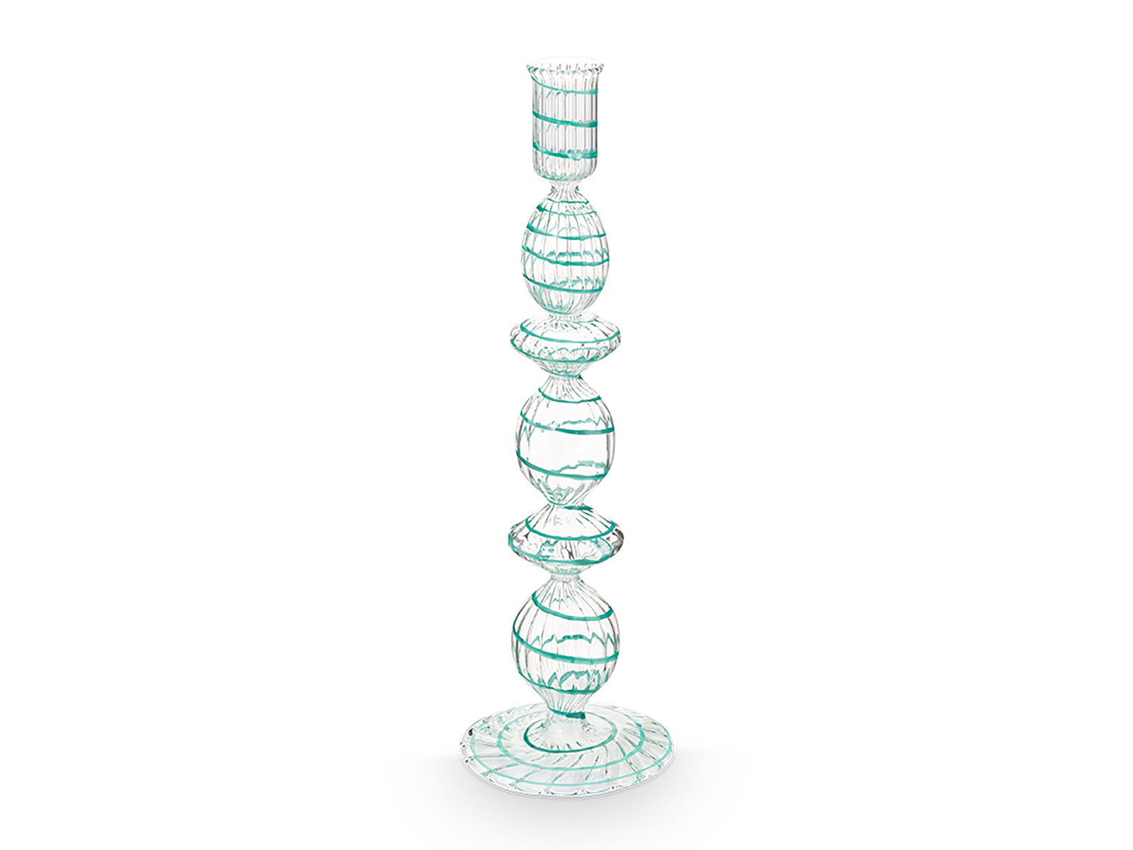 PIP STUDIO Swirl Light Blue Glas Kerzenständer 28cm