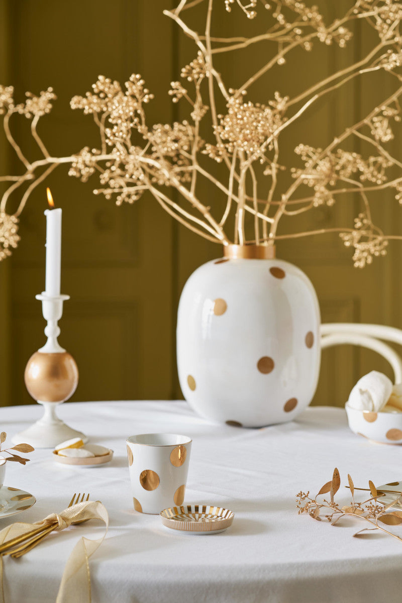 PIP STUDIO Vase Metall Dots weiß-gold 32cm - Produktbild 3