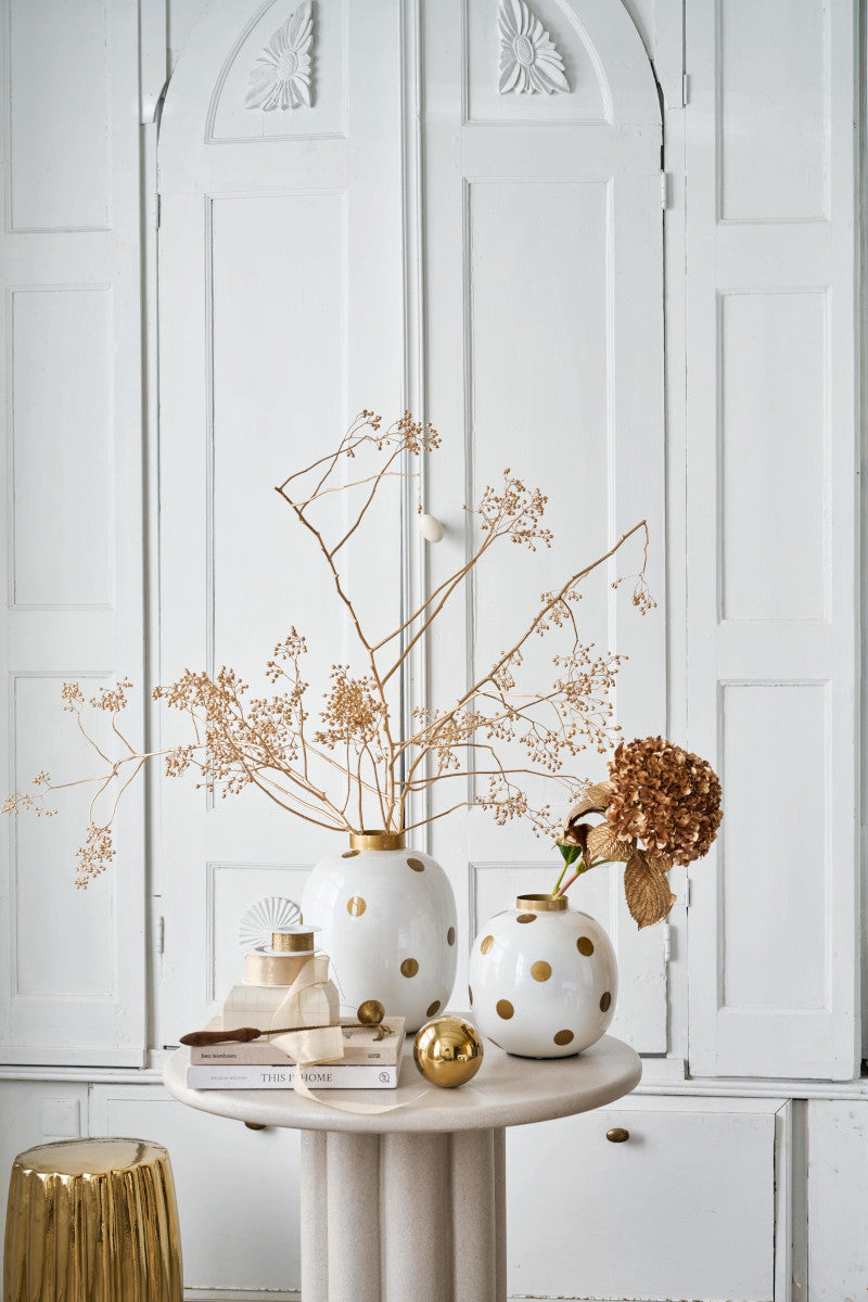 PIP STUDIO Vase Metall Dots weiß-gold 32cm - Produktbild 4