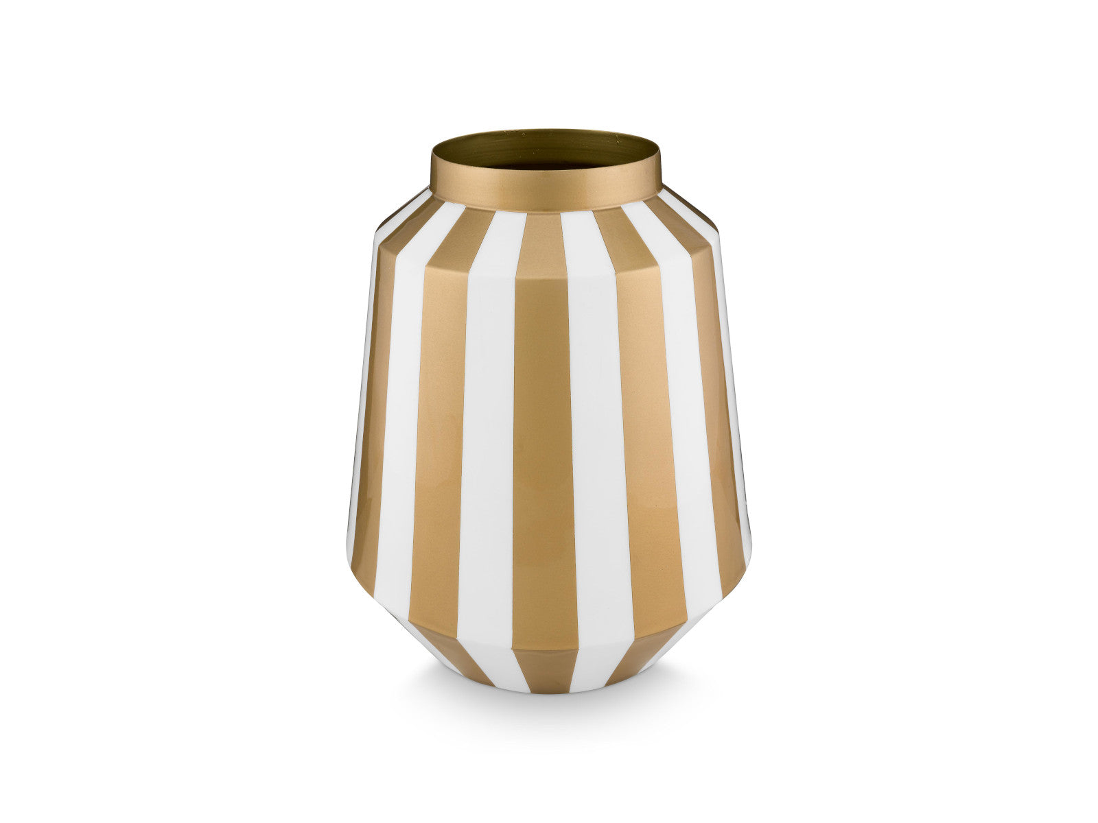 PIP STUDIO Vase Metall Stripes weiß-gold 24x29cm