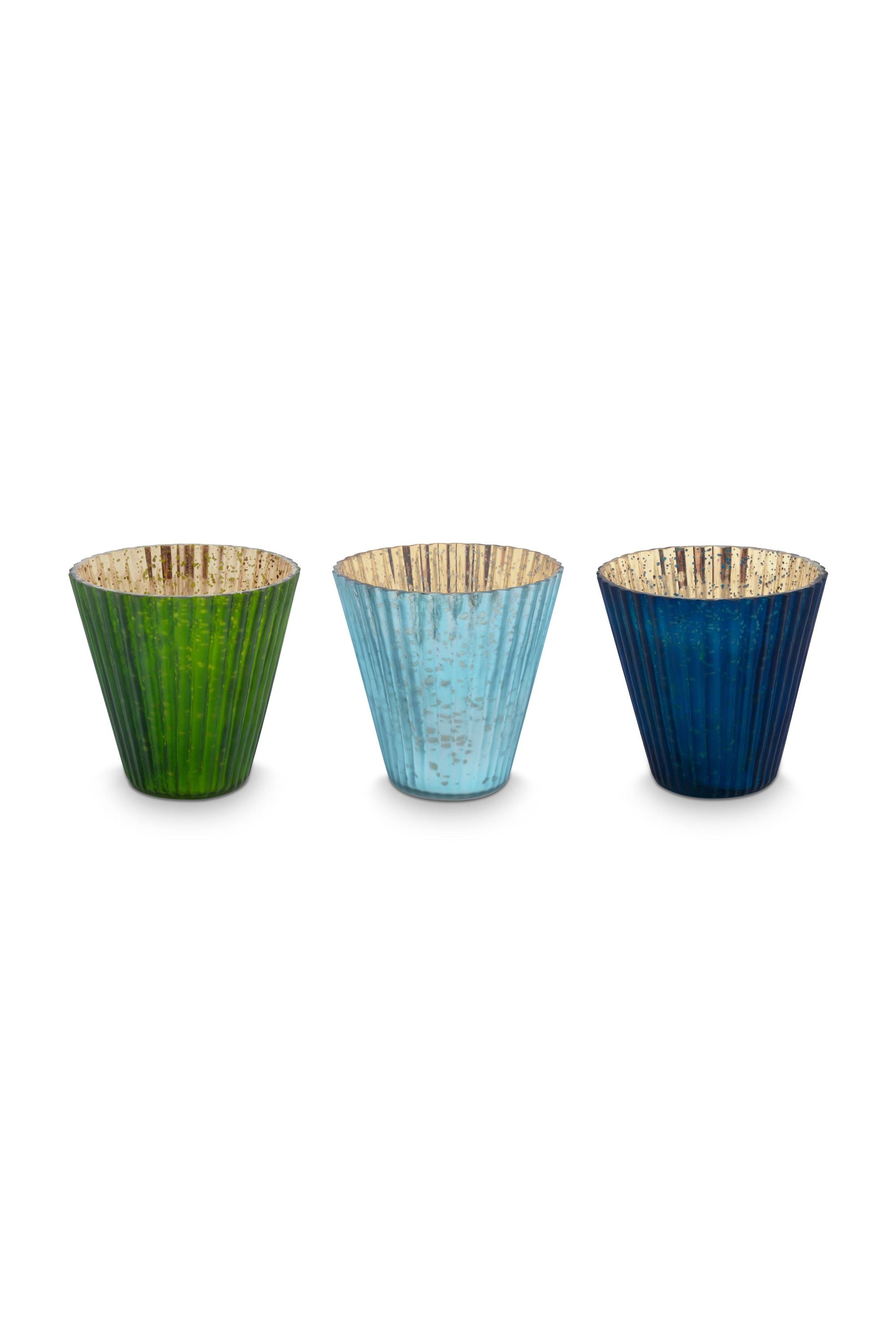 PIP STUDIO Love Birds Teelichthalter Glas blau 3er Set - Produktbild 2