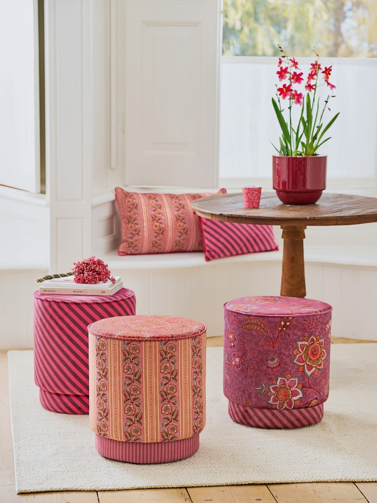 PIP STUDIO Mumbai Morning Pouf / Hocker pink 40x45cm - Produktbild 6