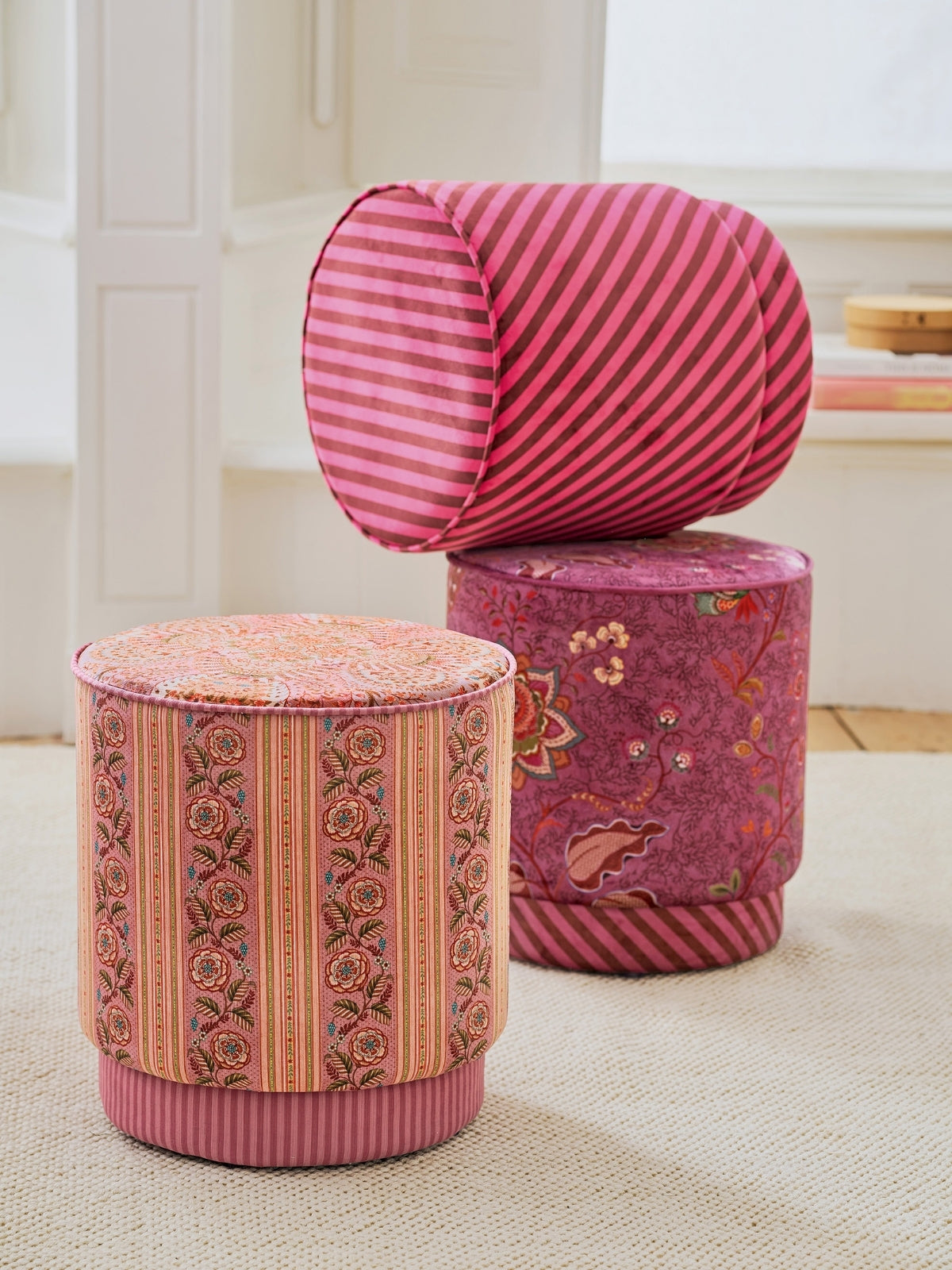 PIP STUDIO Mumbai Morning Pouf / Hocker pink 40x45cm - Produktbild 5