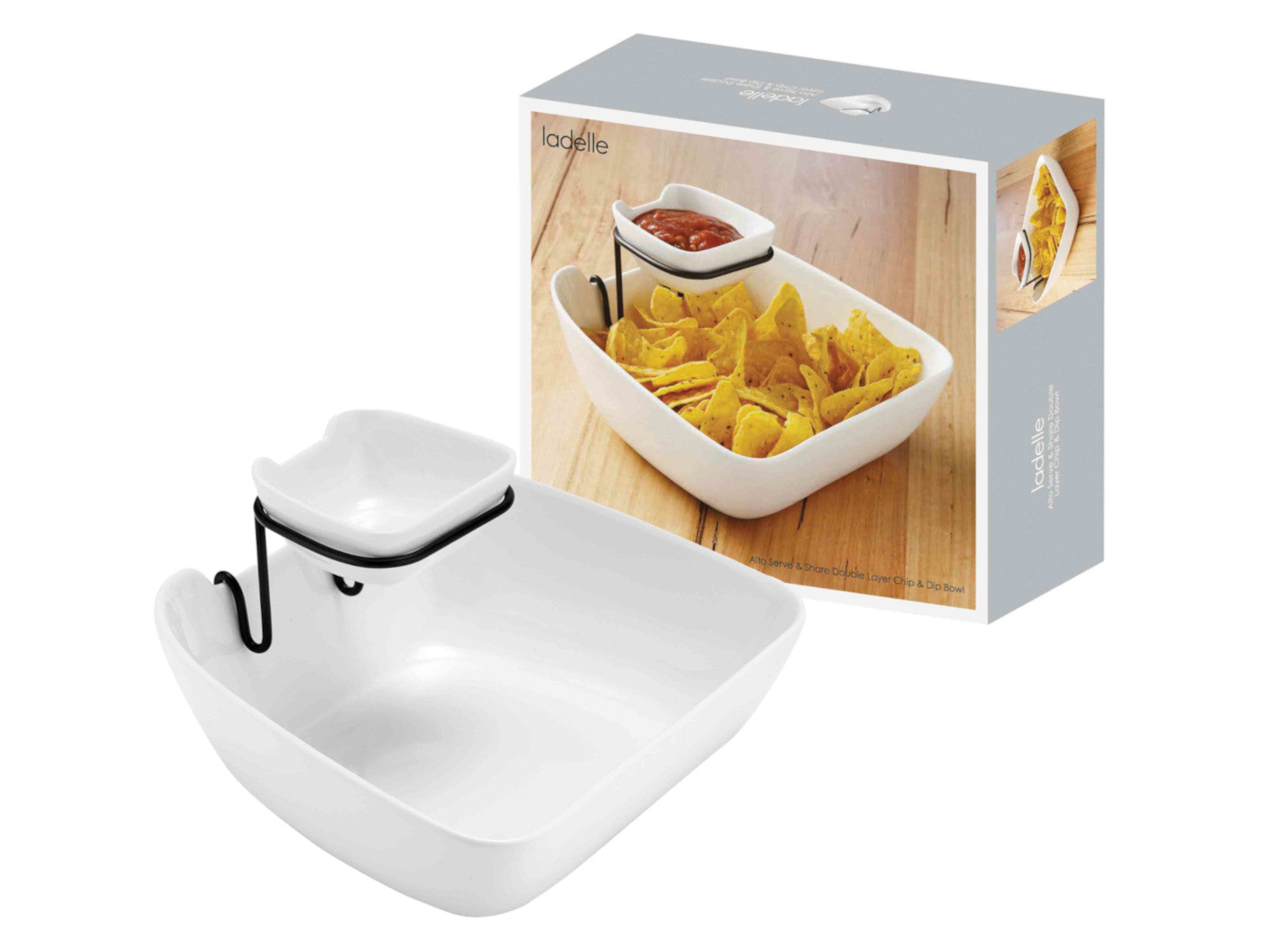ladelle Alto Serve & Share Chip&Dip Schale doppellagig weiß 25,5cm - Produktbild 2