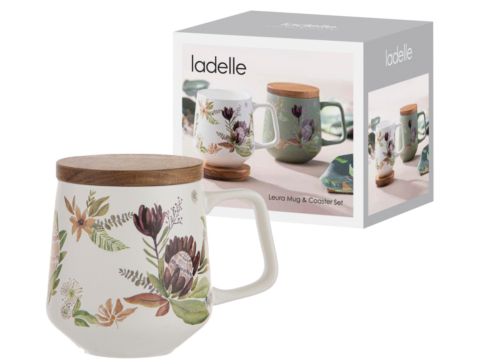 ladelle Leura Becher- & Untersetzerset cremeweiß - Produktbild 2