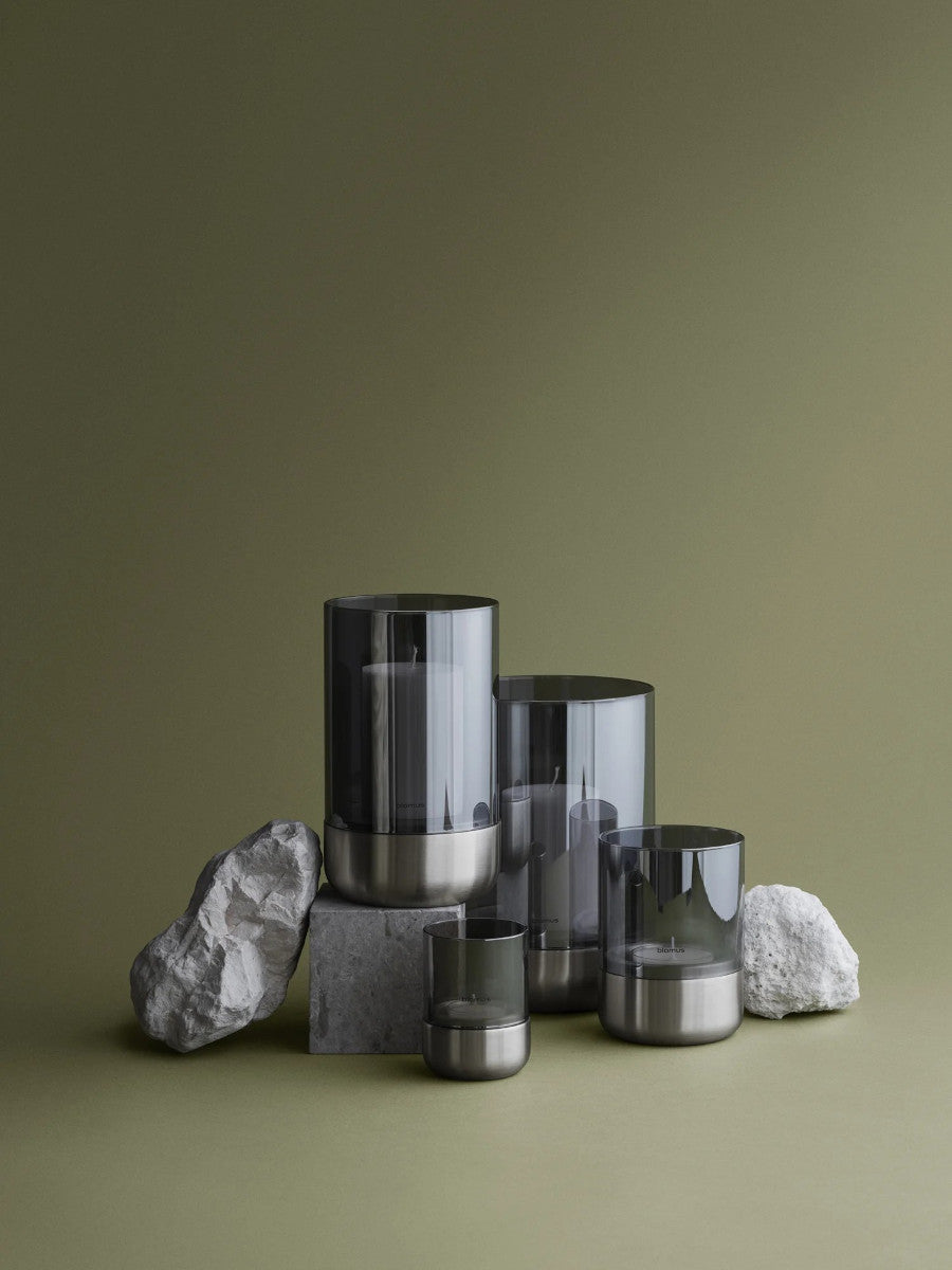 Blomus CALMA Laterne stainless steel matt glass smoke 2er Set XS 9,5cm - Produktbild 3