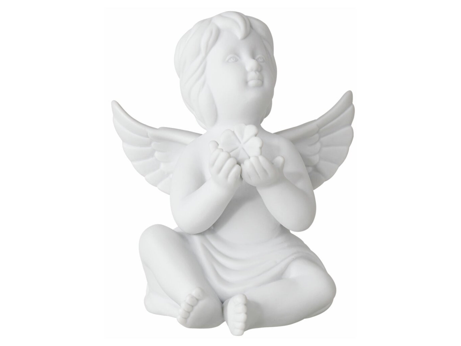 Rosenthal Engel groß Weiss matt Engel mit Glücksklee 15cm