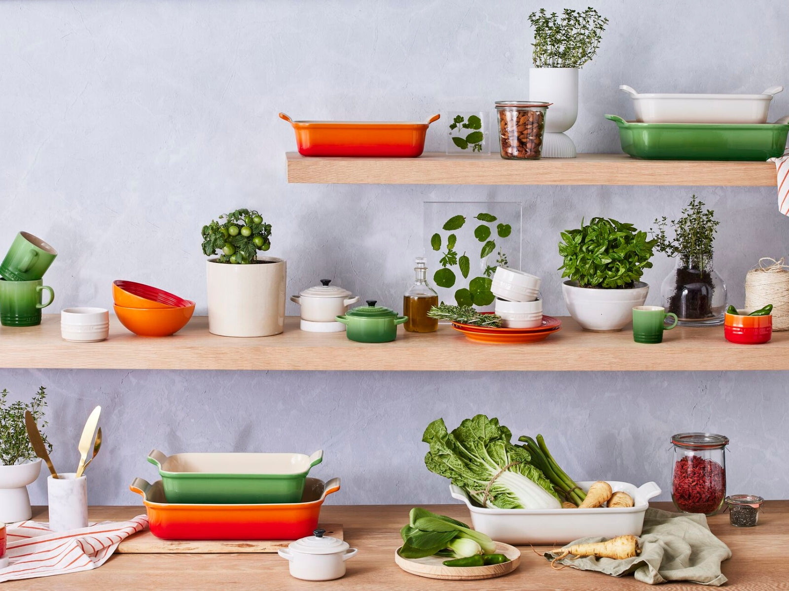 Le Creuset Auflaufform Klassik rechteckig meringue 25/32cm Set 2tlg - Produktbild 3
