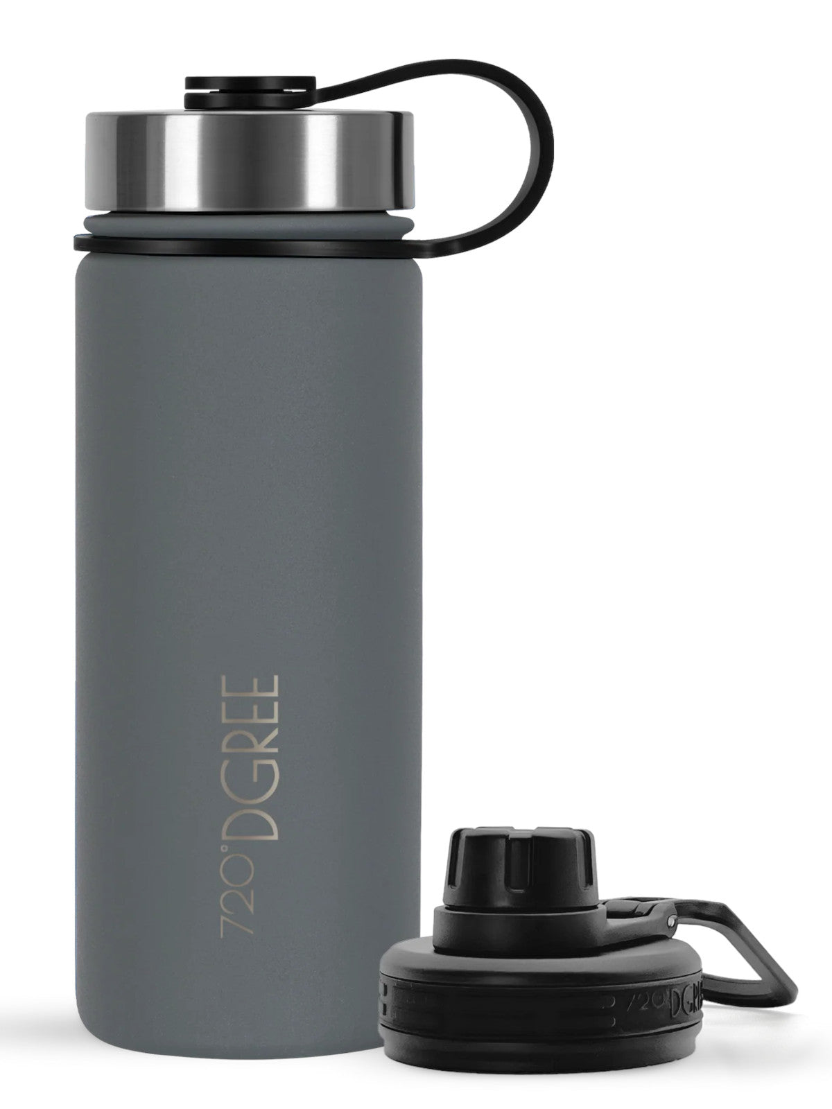 720°DGREE Isolier Trinkflasche noLimit Edelstahl mit Sportdeckel stone gray 0,5l