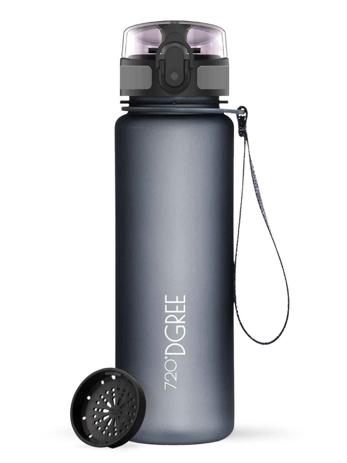 720°DGREE Trinkflasche uberBottle softTouch mit Sieb stone gray red 0,5l