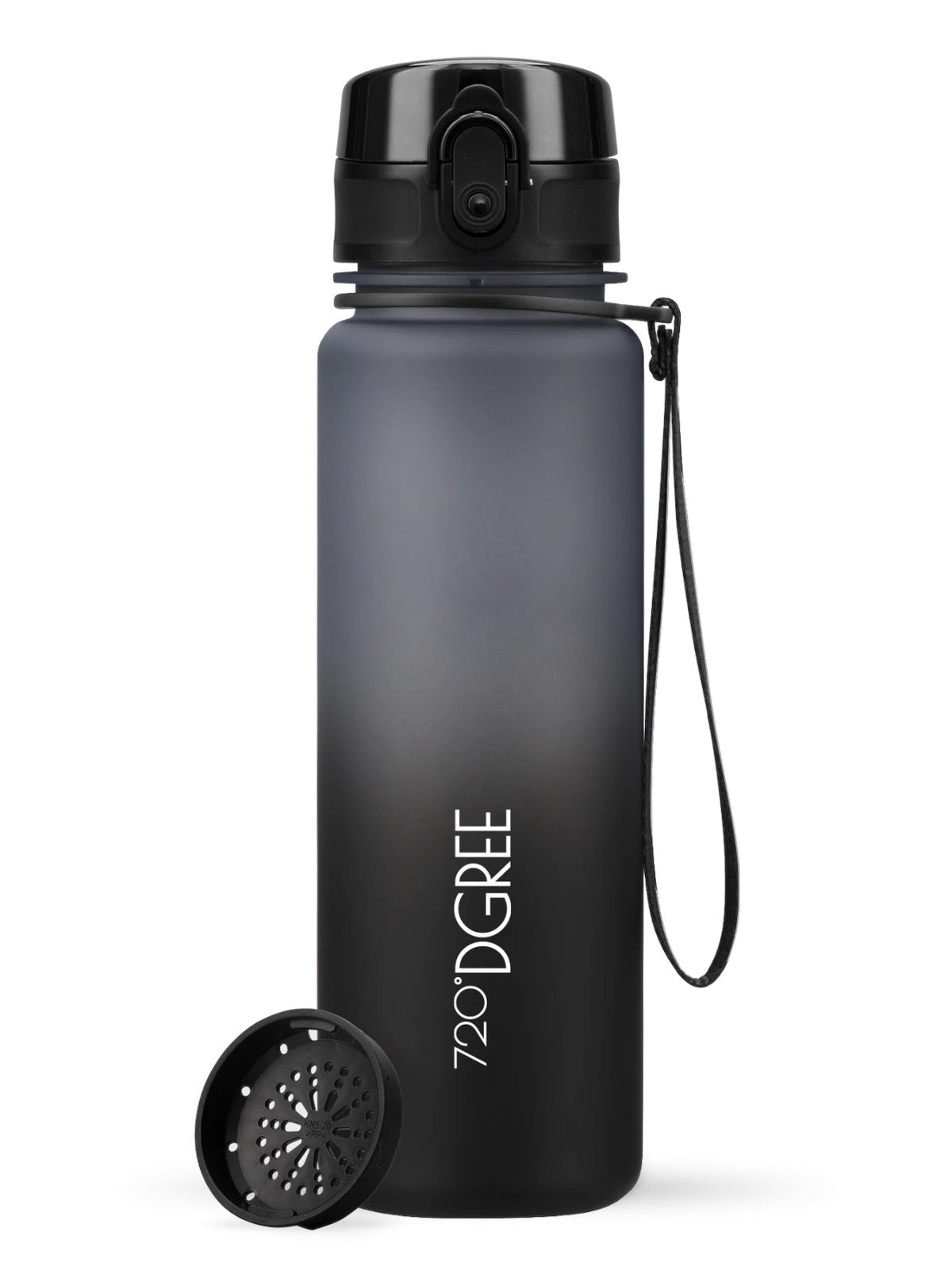 720°DGREE Trinkflasche uberBottle Multicolour softTouch mit Sieb stone gray/onyx black 1l