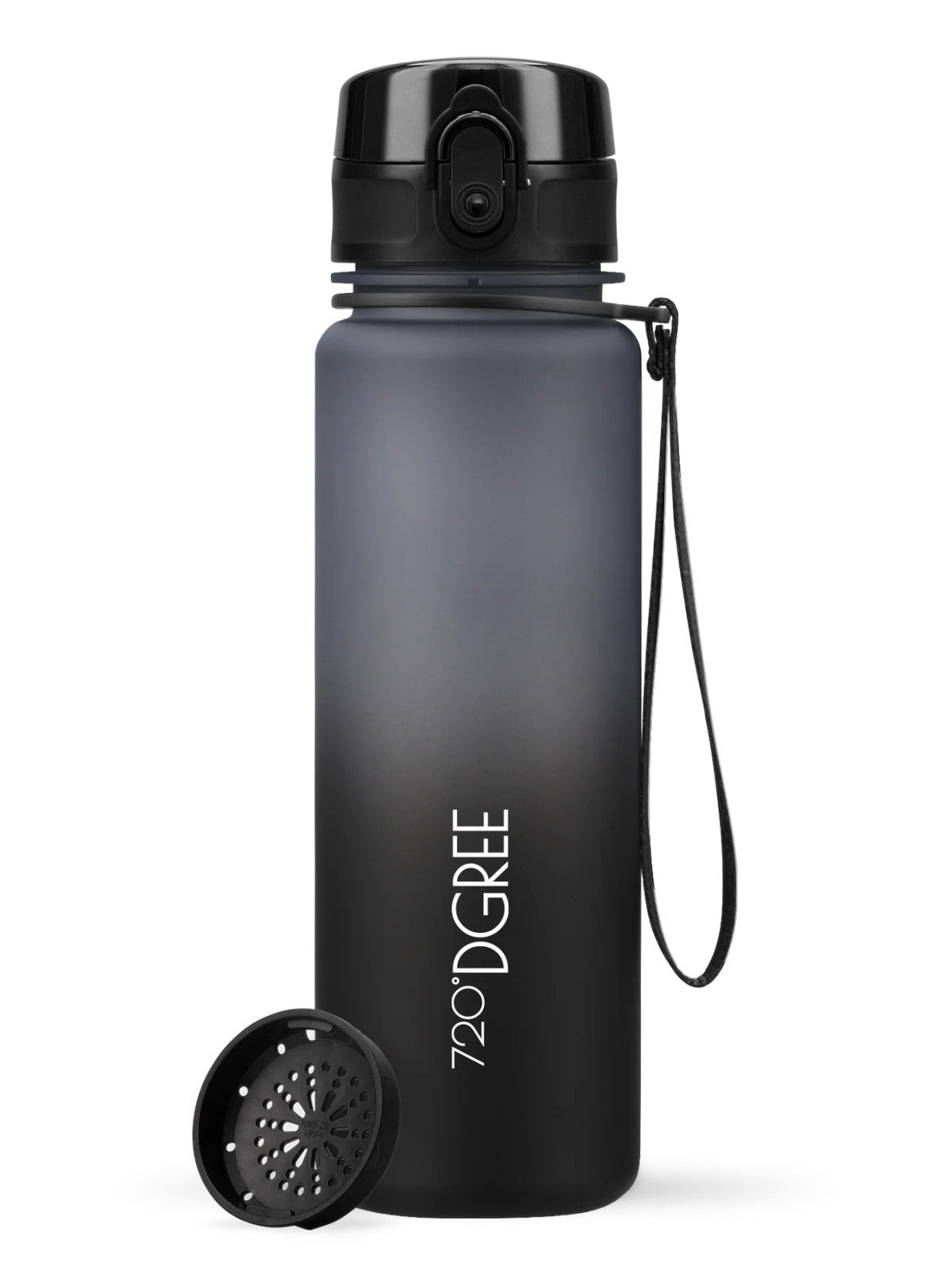 720°DGREE Trinkflasche uberBottle Multicolour softTouch mit Sieb stone gray/onyx black 0,5l